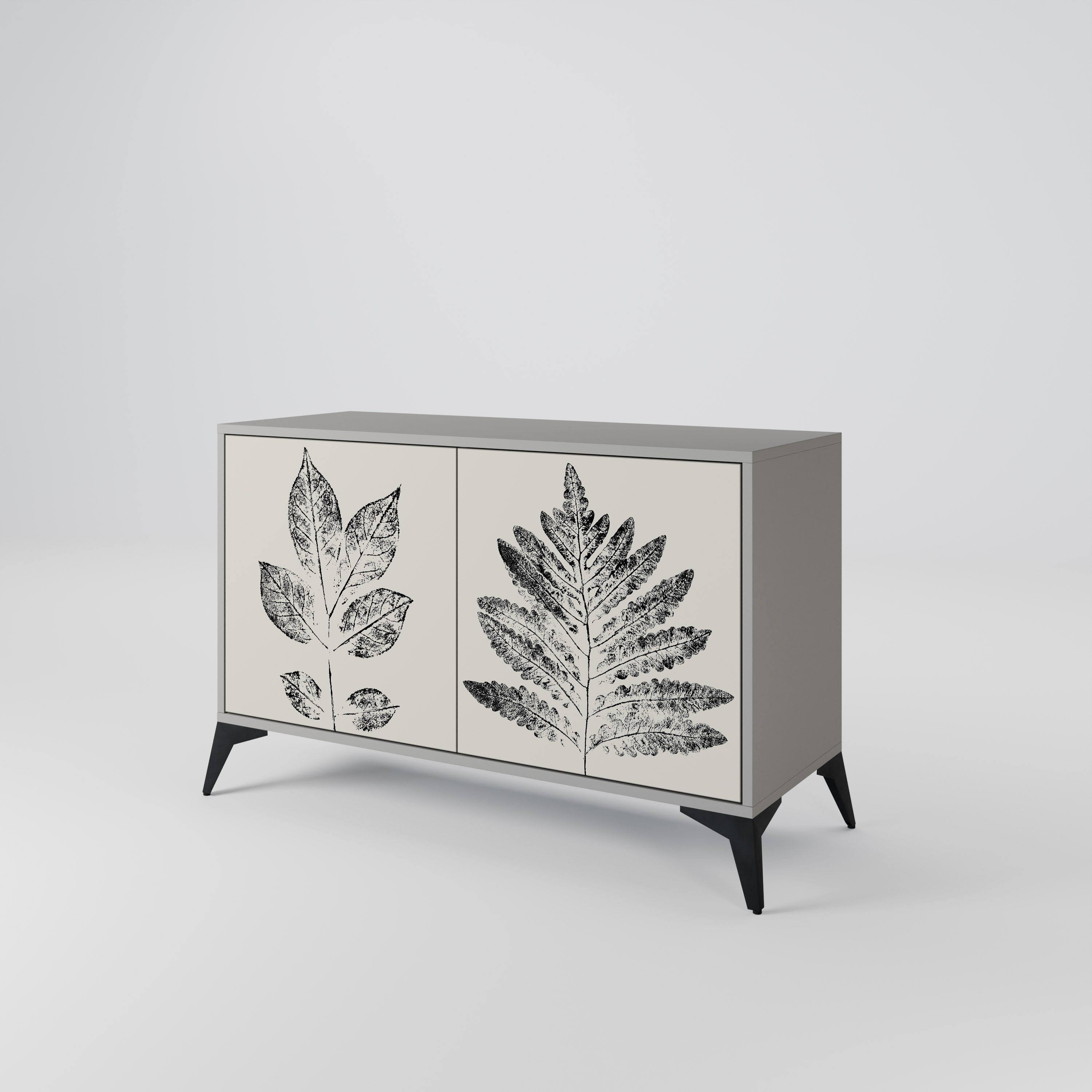 Buffet 2 portes LEAFY STAMPS finition grise