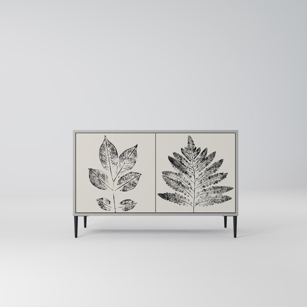 LEAFY STAMPS 2-Door Sideboard in Grey Finish