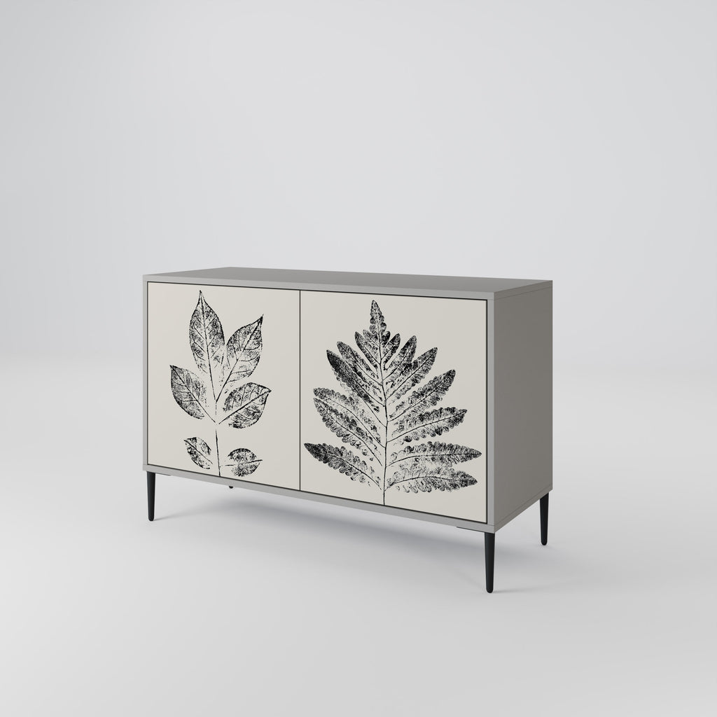 LEAFY STAMPS 2-Door Sideboard in Grey Finish