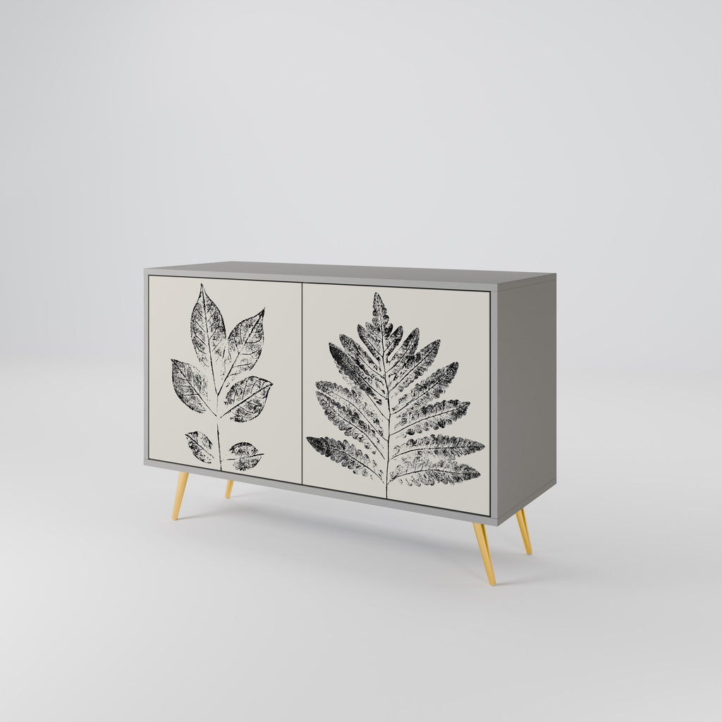 LEAFY STAMPS 2-Door Sideboard in Grey Finish
