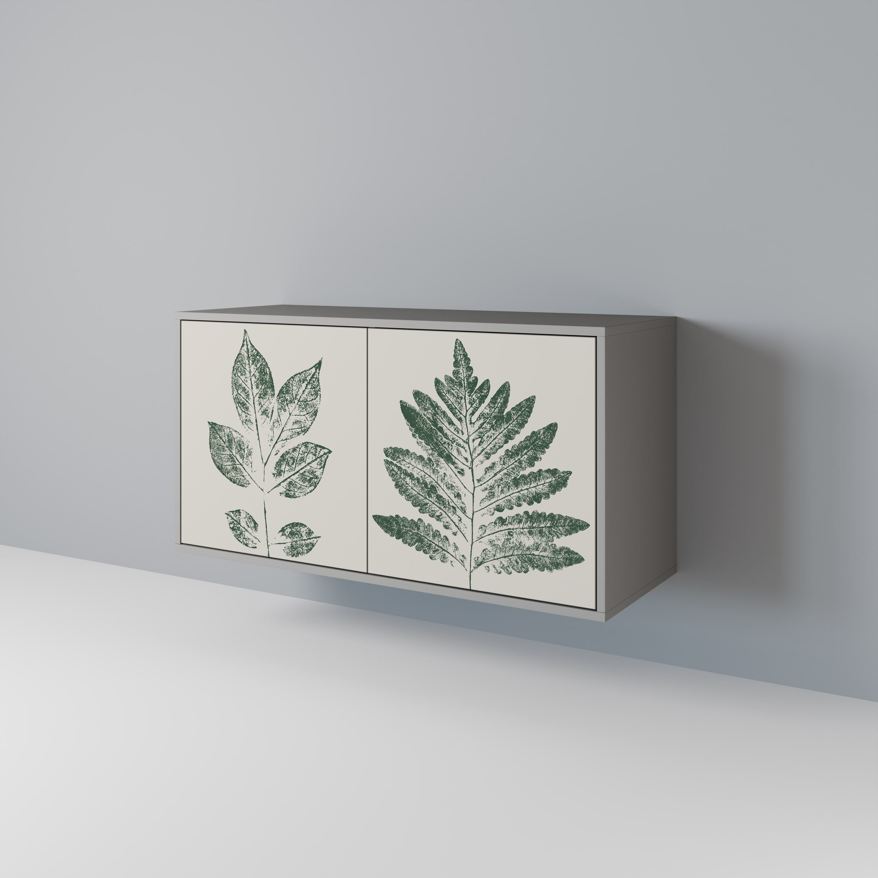 Buffet 2 portes GREEN LEAFY STAMPS finition grise