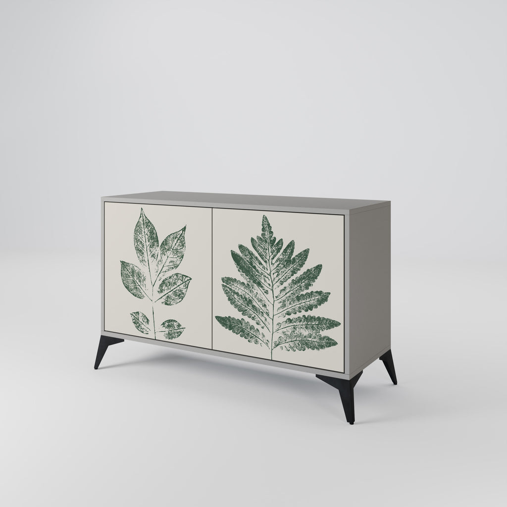 Buffet 2 portes GREEN LEAFY STAMPS finition grise