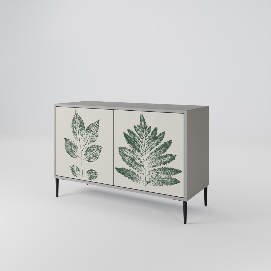 Buffet 2 portes GREEN LEAFY STAMPS finition grise