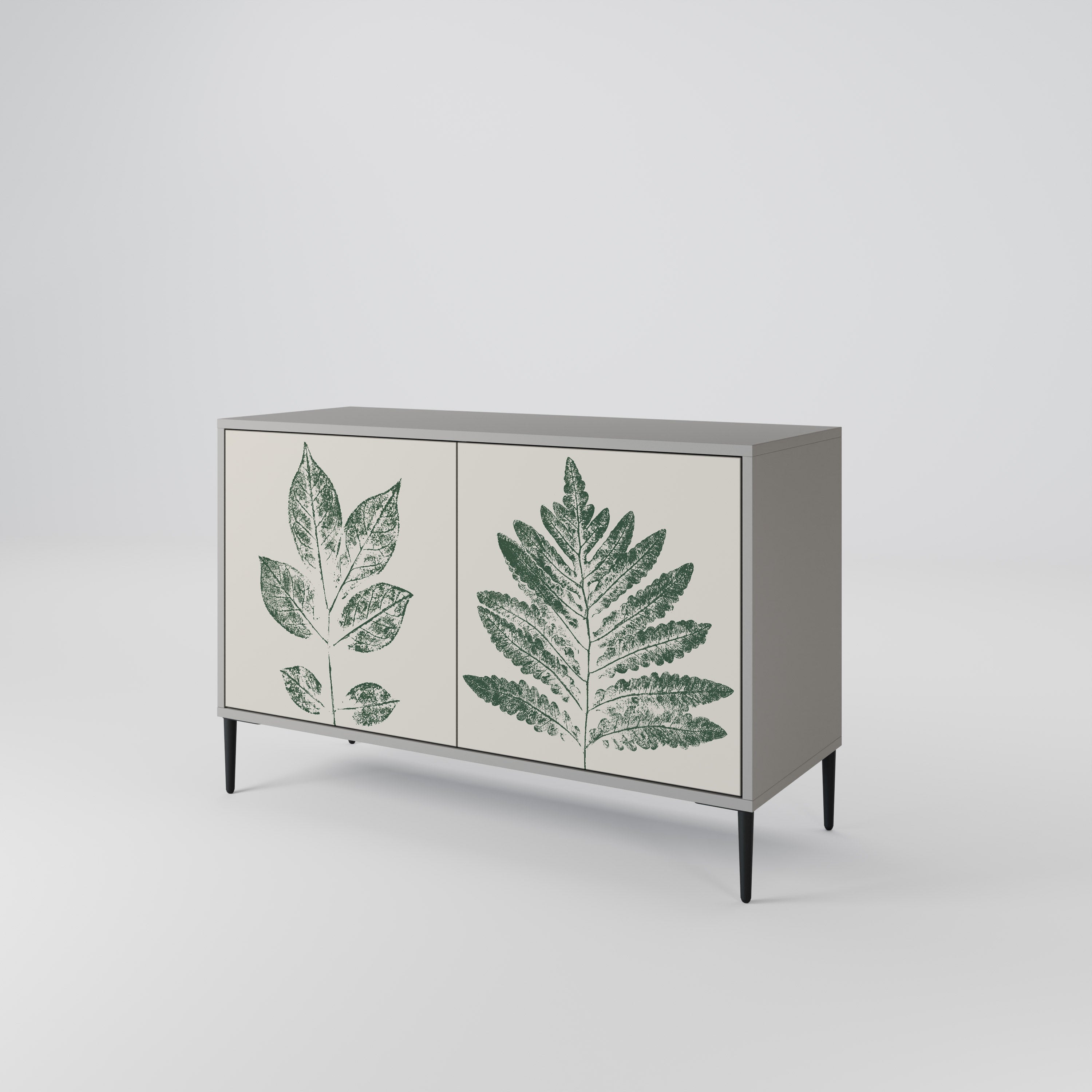 Buffet 2 portes GREEN LEAFY STAMPS finition grise