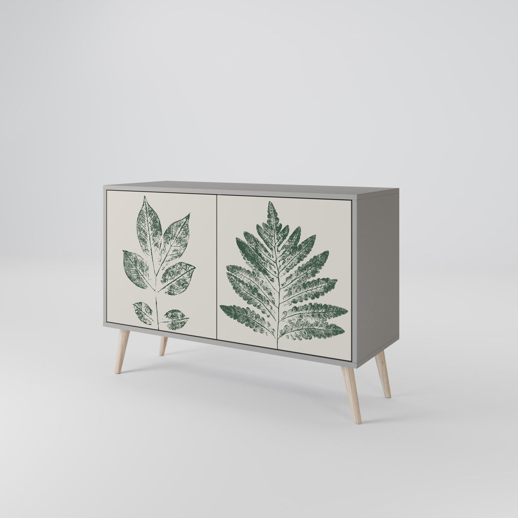 Buffet 2 portes GREEN LEAFY STAMPS finition grise