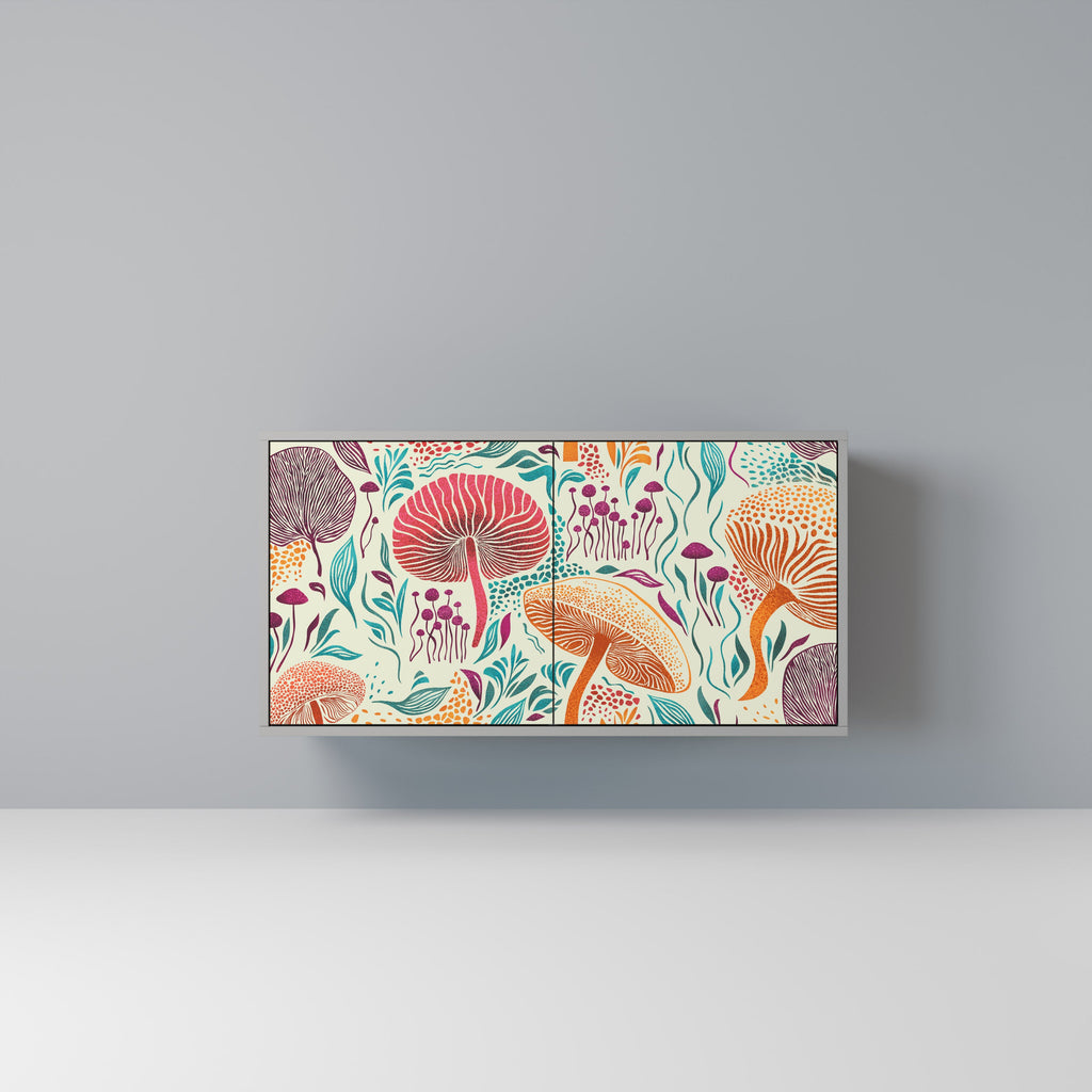 Buffet 2 portes FUNGUS FANTASY finition grise