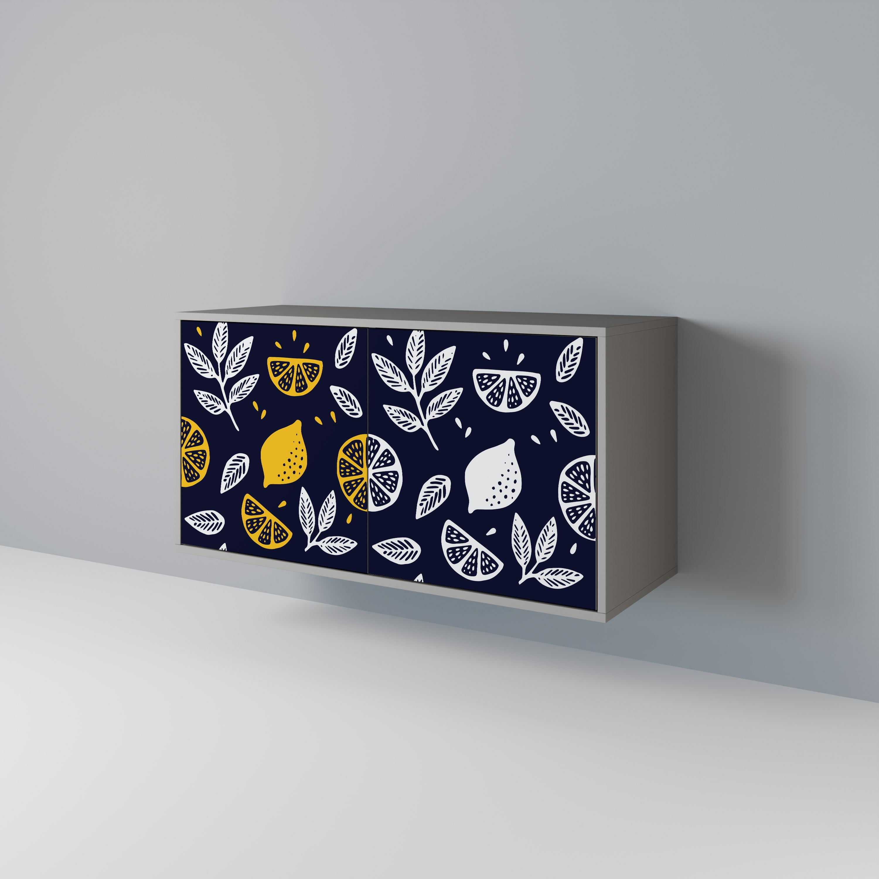 Buffet 2 portes CITRUS NOIR ET BLANC finition grise