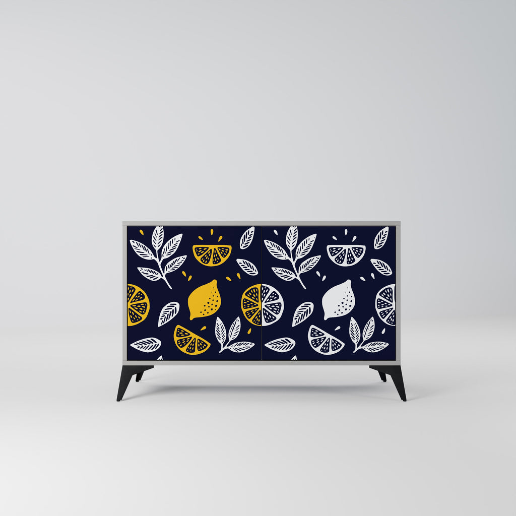 Buffet 2 portes CITRUS NOIR ET BLANC finition grise