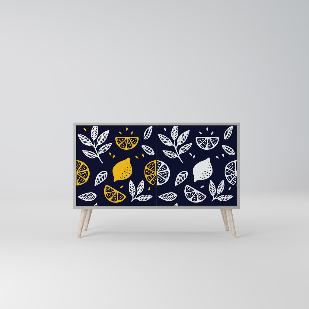 Buffet 2 portes CITRUS NOIR ET BLANC finition grise