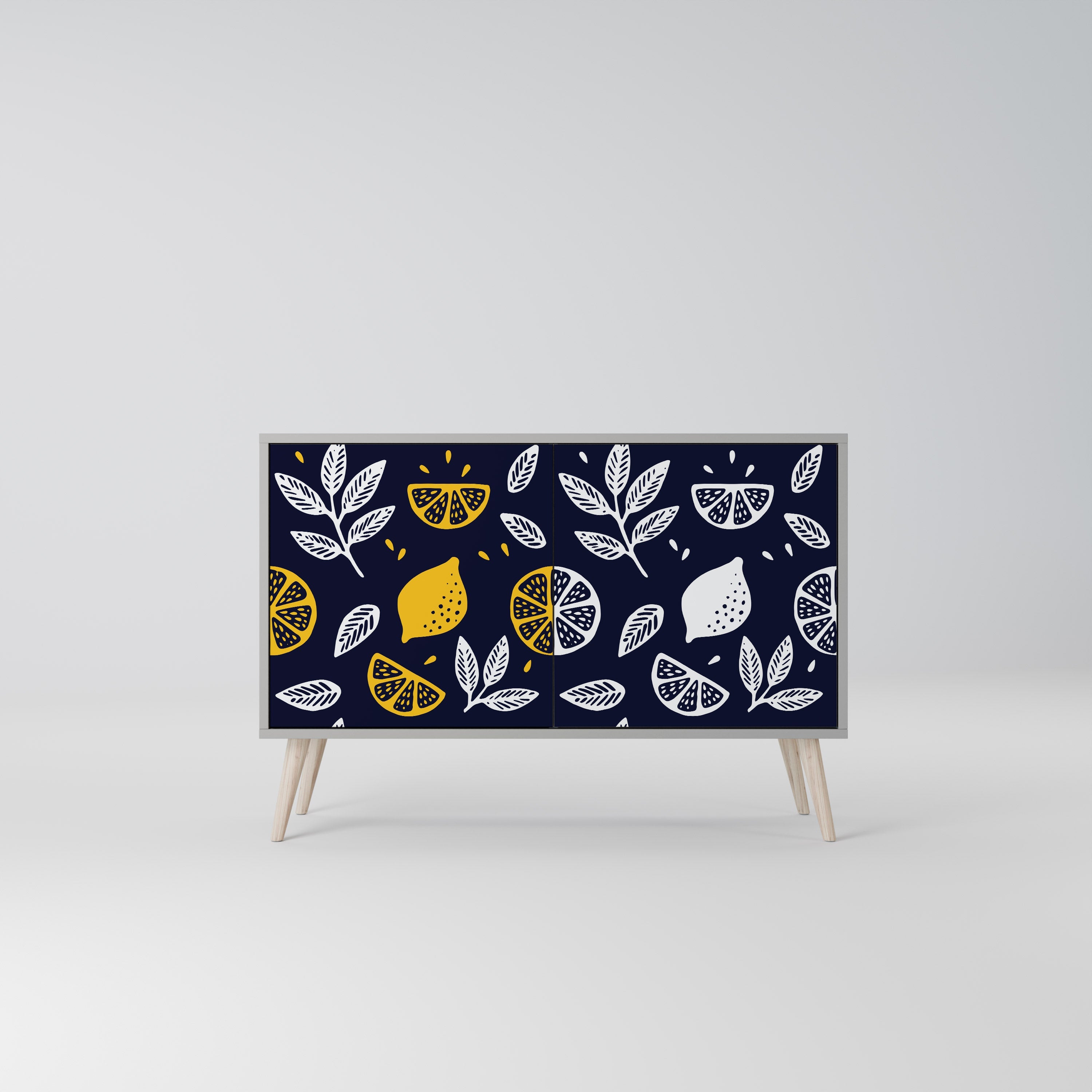 Buffet 2 portes CITRUS NOIR ET BLANC finition grise