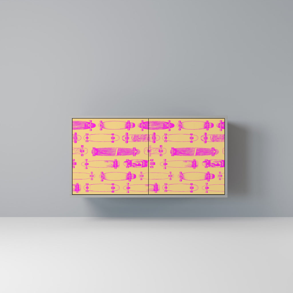 Buffet 2 portes SKATEBOARD ARTISTRY, finition grise