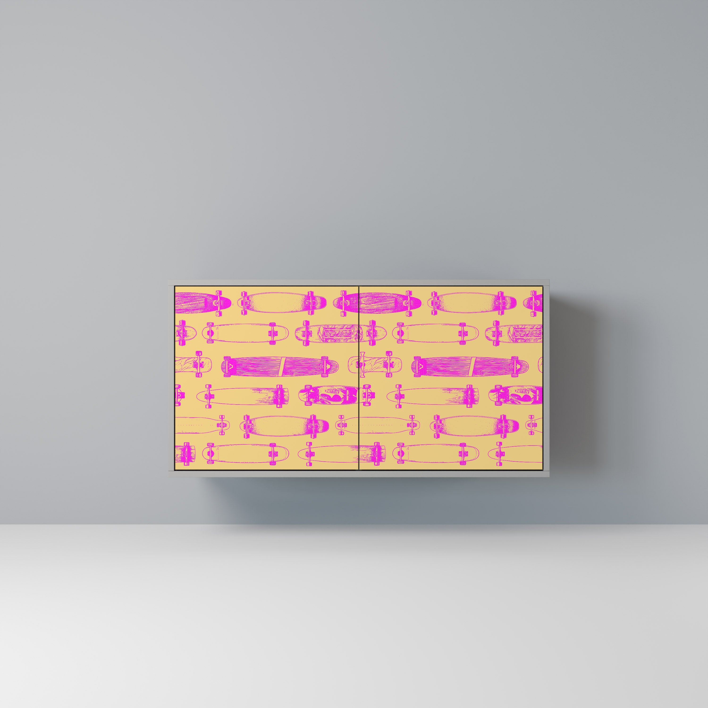 Buffet 2 portes SKATEBOARD ARTISTRY, finition grise