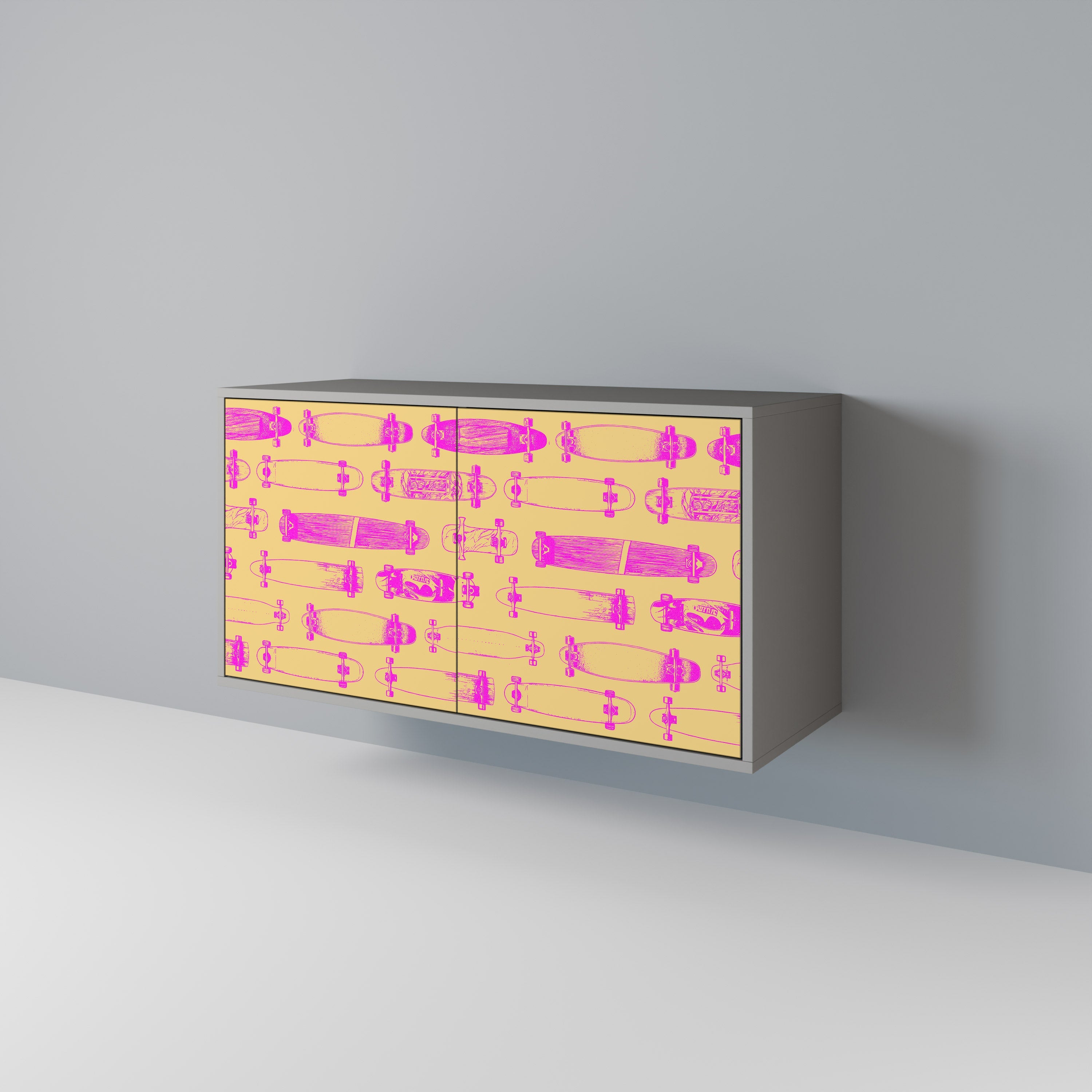 Buffet 2 portes SKATEBOARD ARTISTRY, finition grise