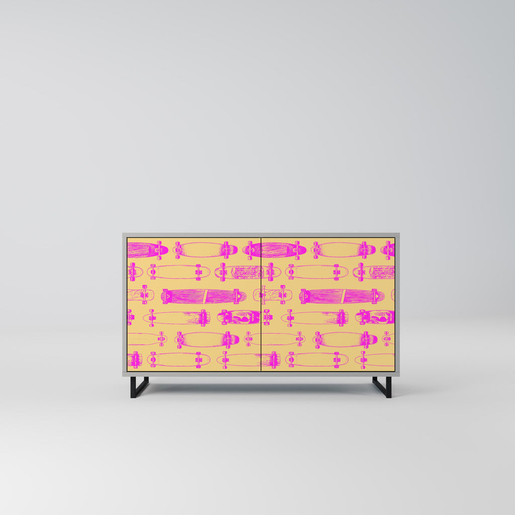 Buffet 2 portes SKATEBOARD ARTISTRY, finition grise