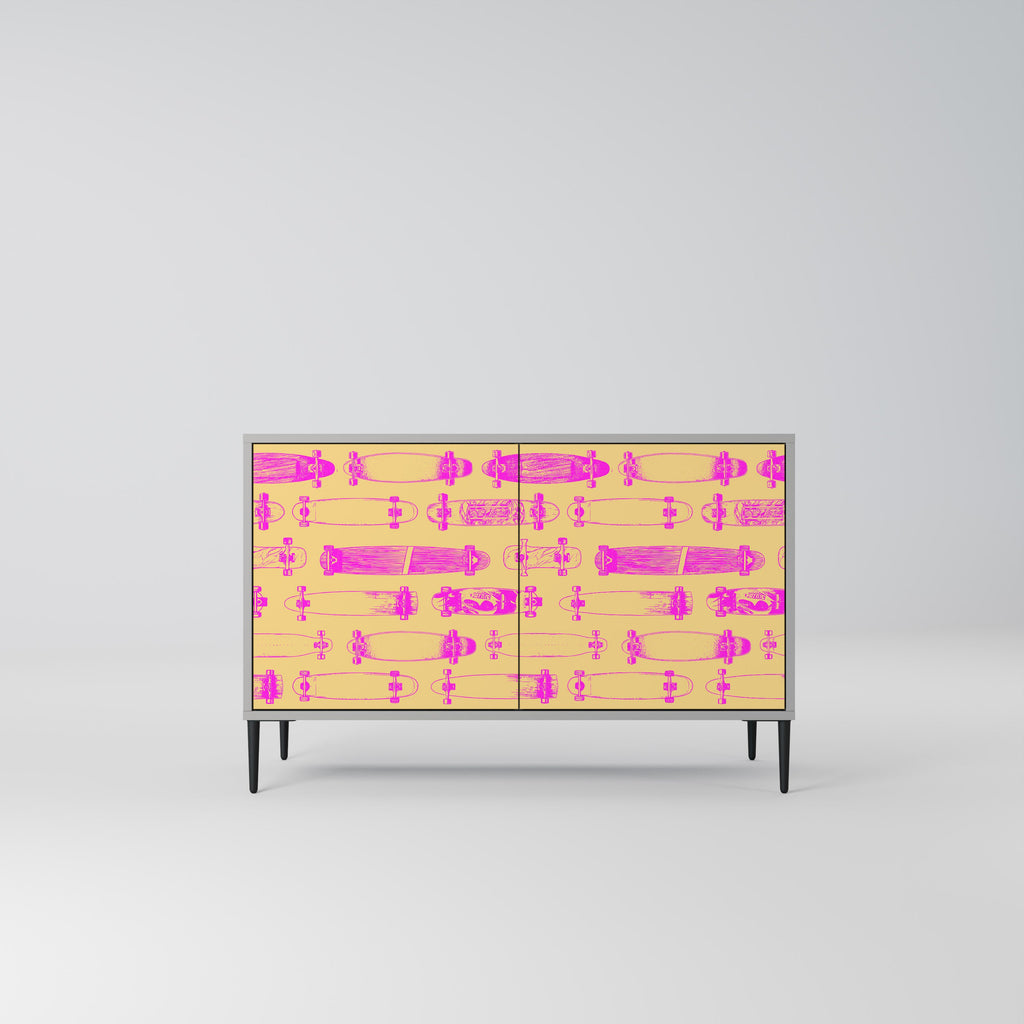 Buffet 2 portes SKATEBOARD ARTISTRY, finition grise