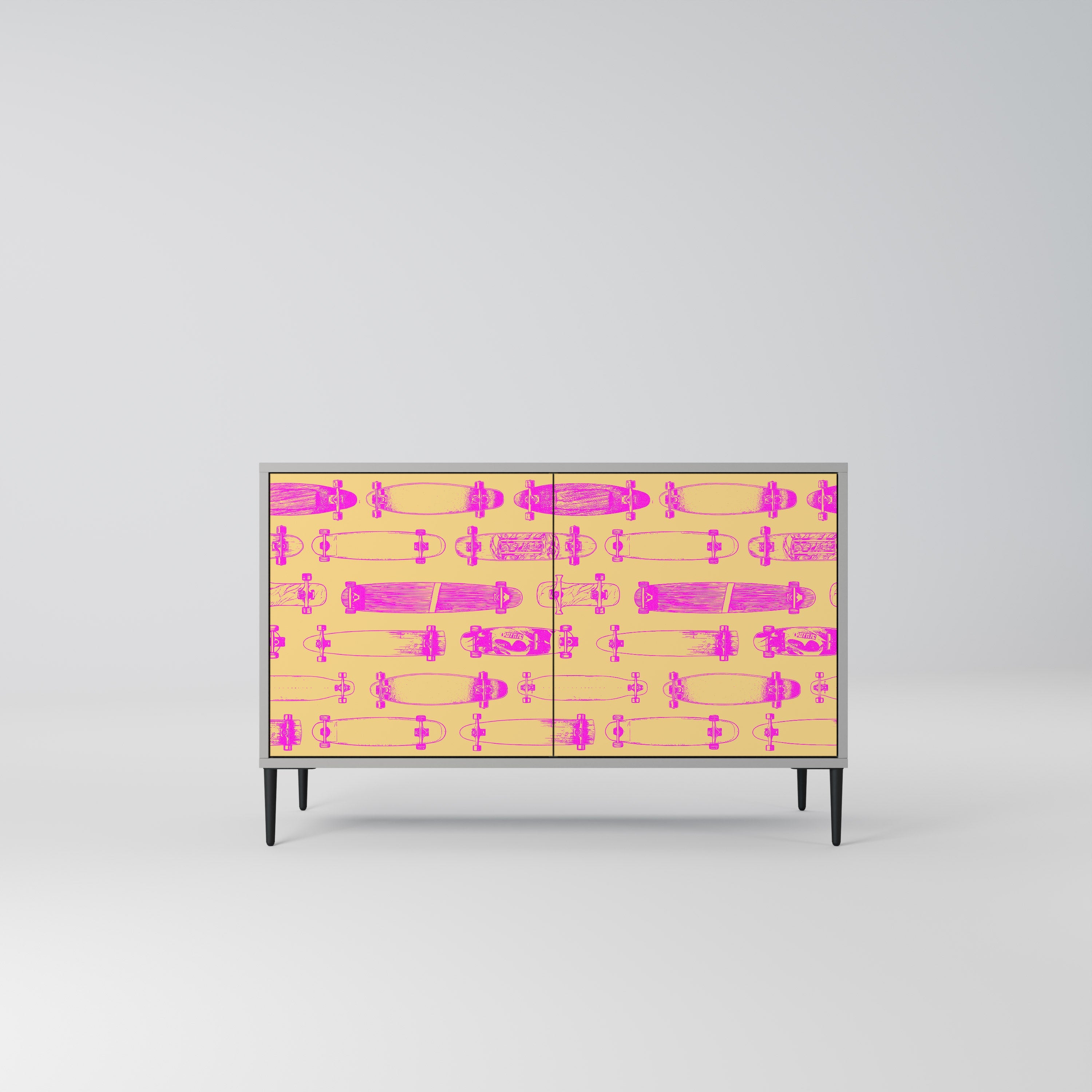 Buffet 2 portes SKATEBOARD ARTISTRY, finition grise