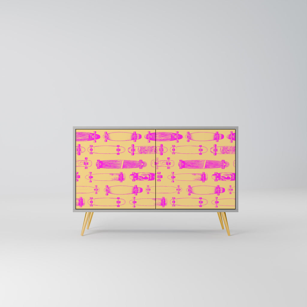 Buffet 2 portes SKATEBOARD ARTISTRY, finition grise