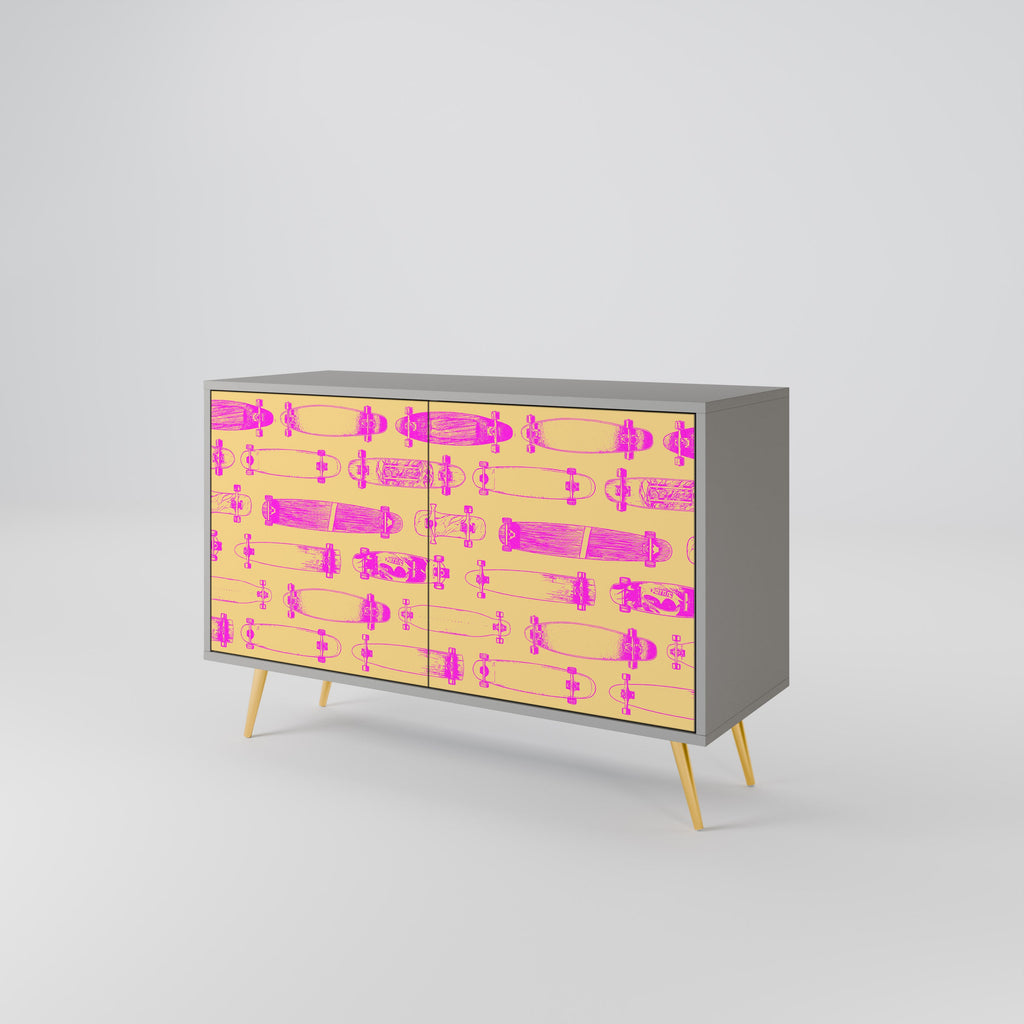 Buffet 2 portes SKATEBOARD ARTISTRY, finition grise