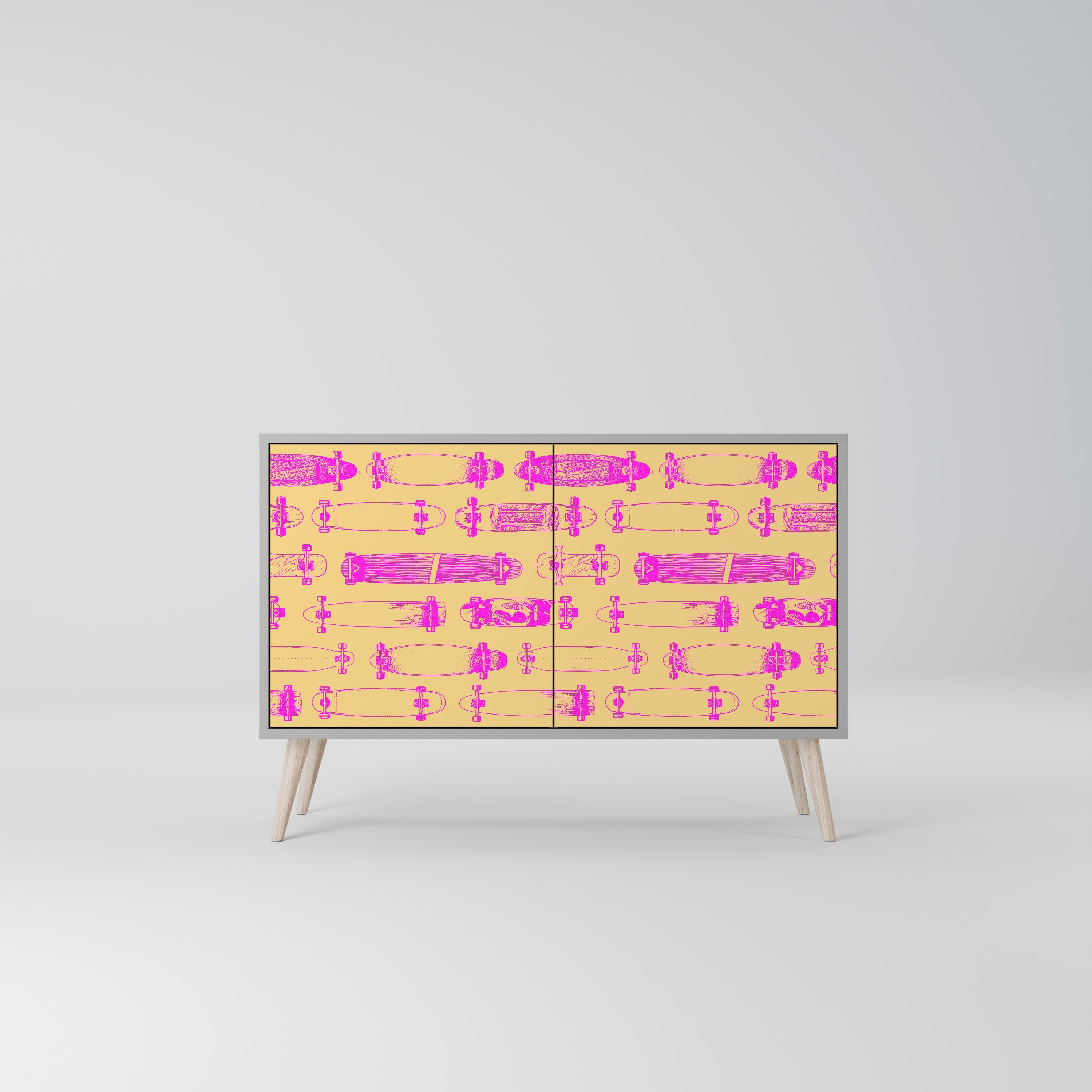 Buffet 2 portes SKATEBOARD ARTISTRY, finition grise