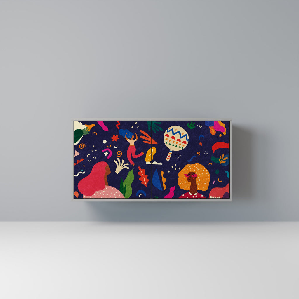 Buffet 2 portes FESTIVE PLEASURES en finition grise