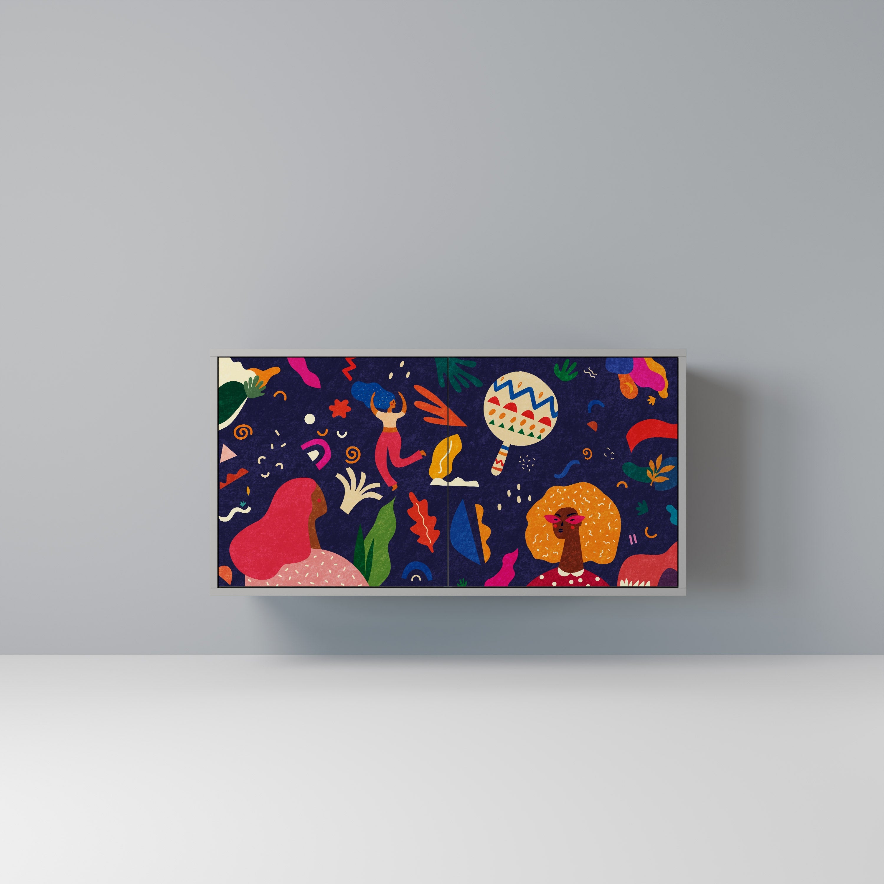 Buffet 2 portes FESTIVE PLEASURES en finition grise