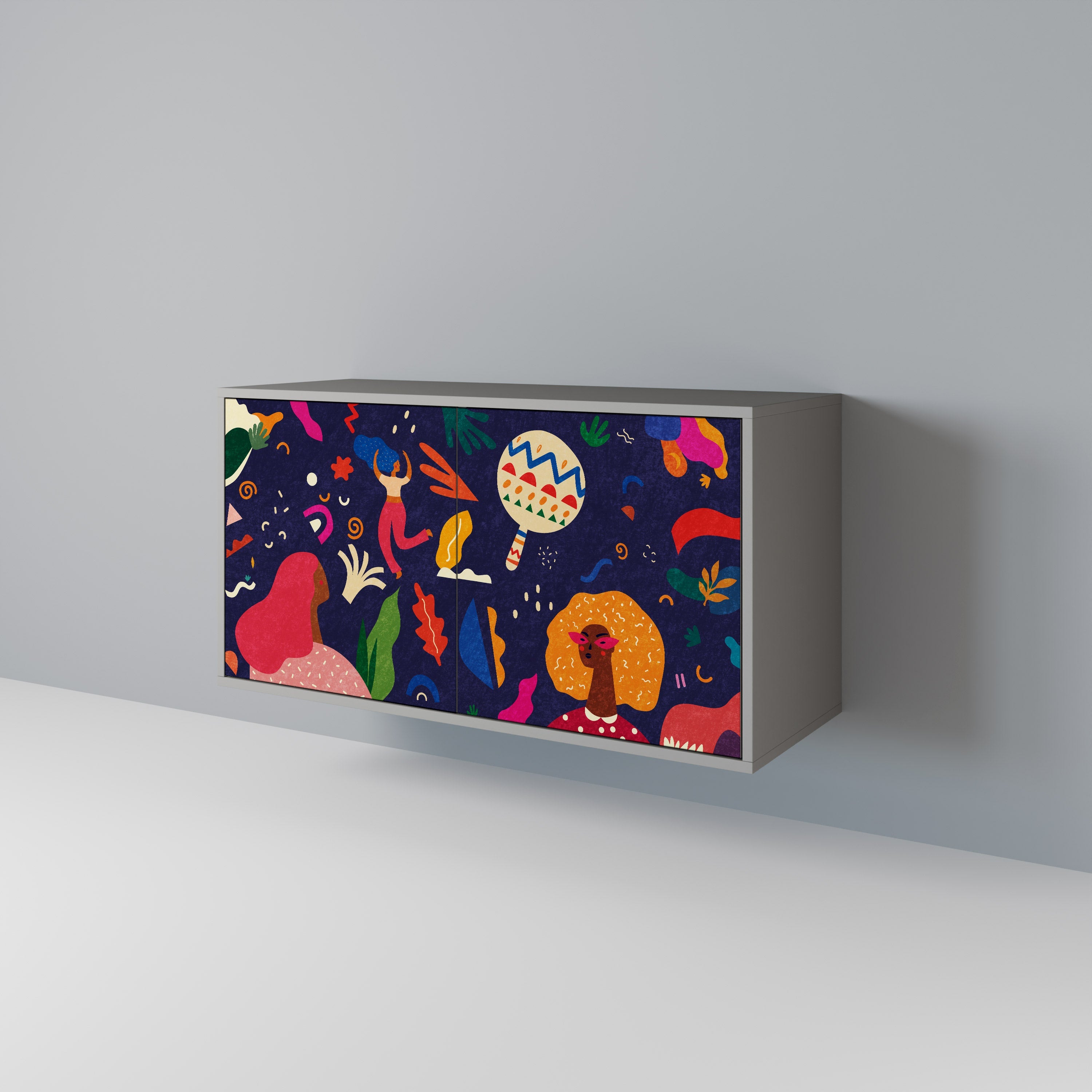 Buffet 2 portes FESTIVE PLEASURES en finition grise