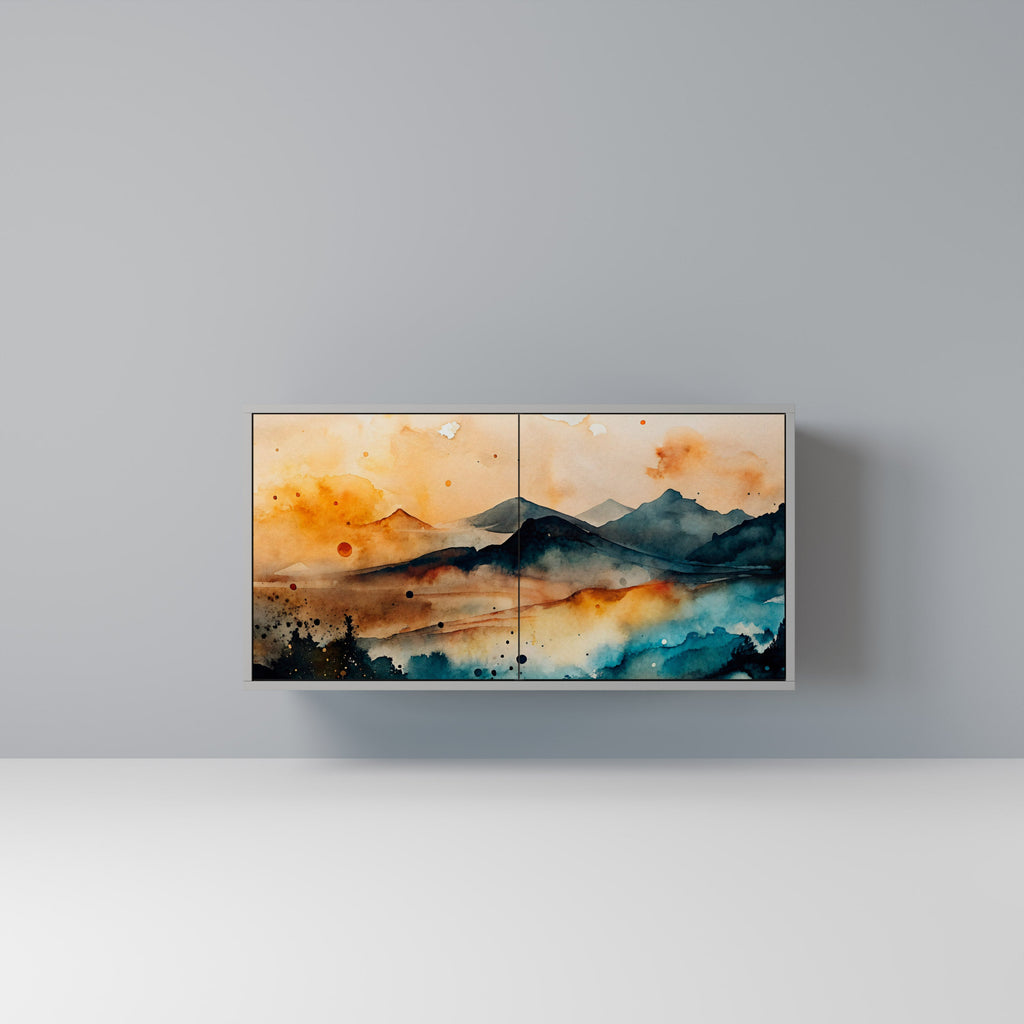 Buffet 2 portes OMINOUS MOUNTAINS en finition grise