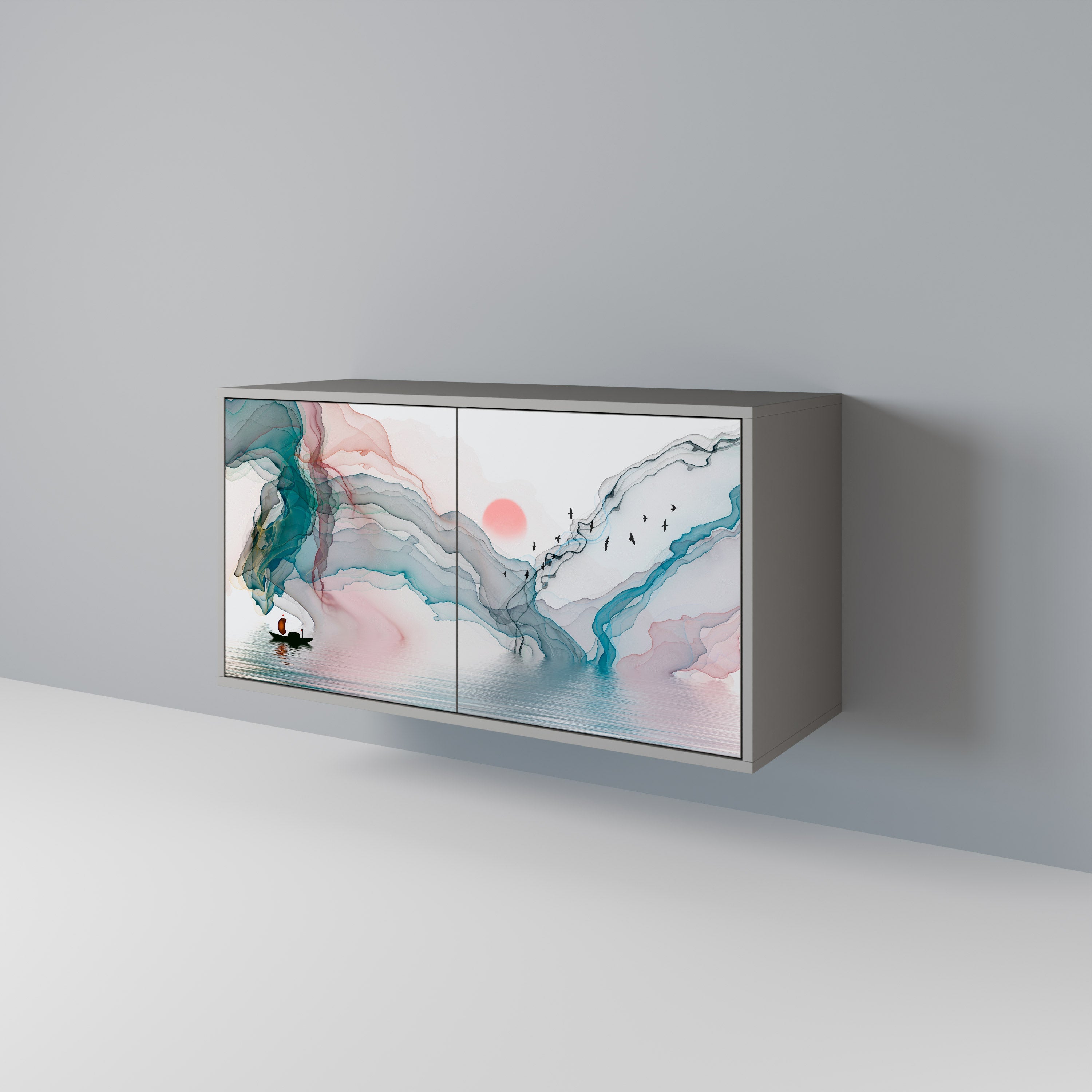 Buffet 2 portes VELVET CROSSING finition grise