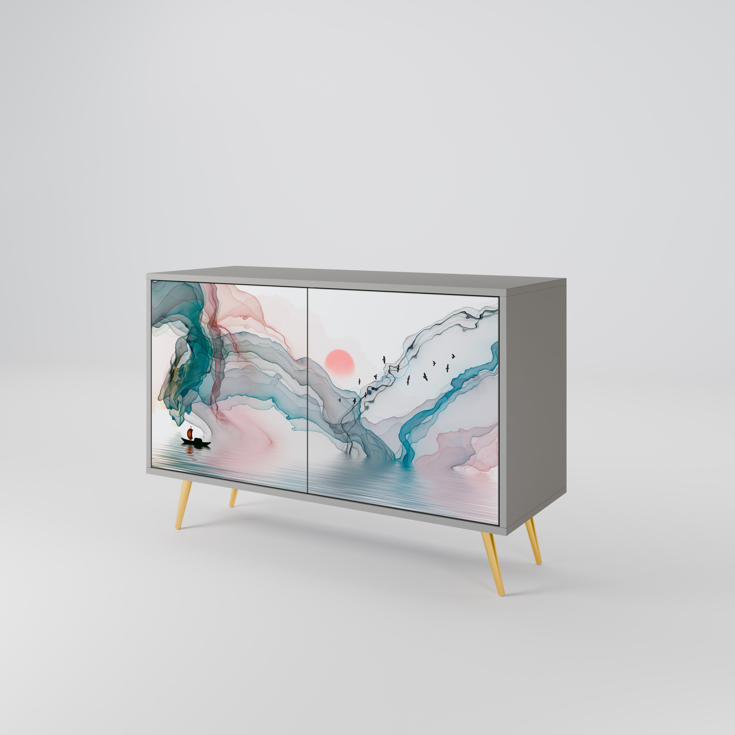 Buffet 2 portes VELVET CROSSING finition grise