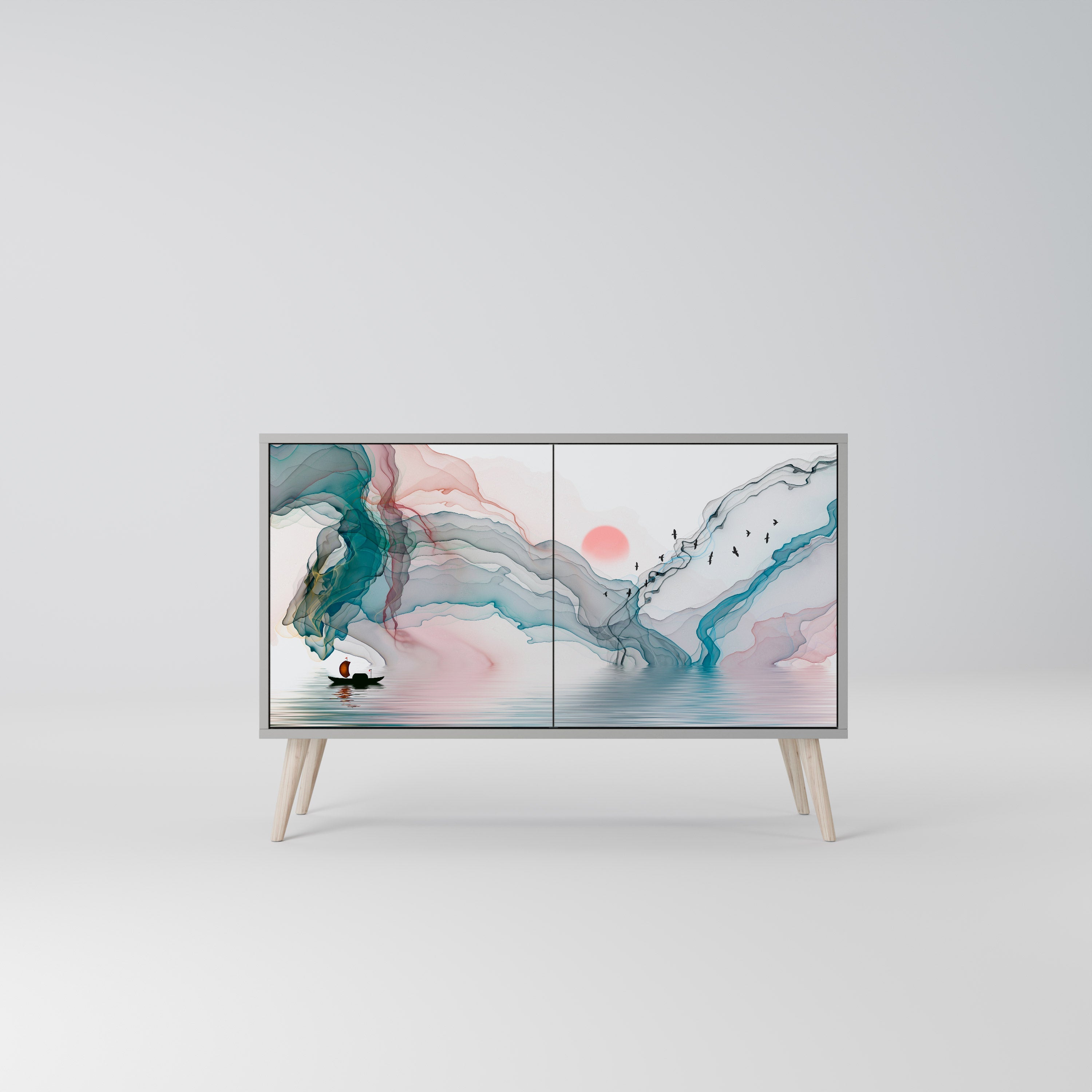 Buffet 2 portes VELVET CROSSING finition grise