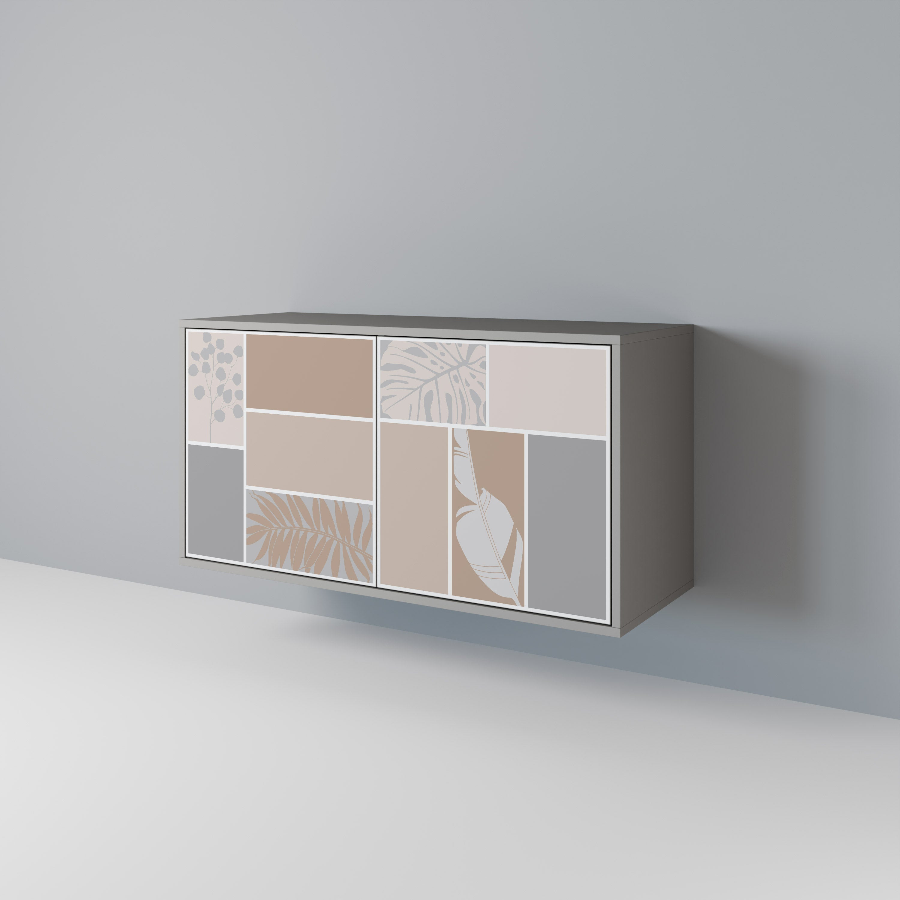 Buffet 2 portes FORMES TROPICALES finition grise