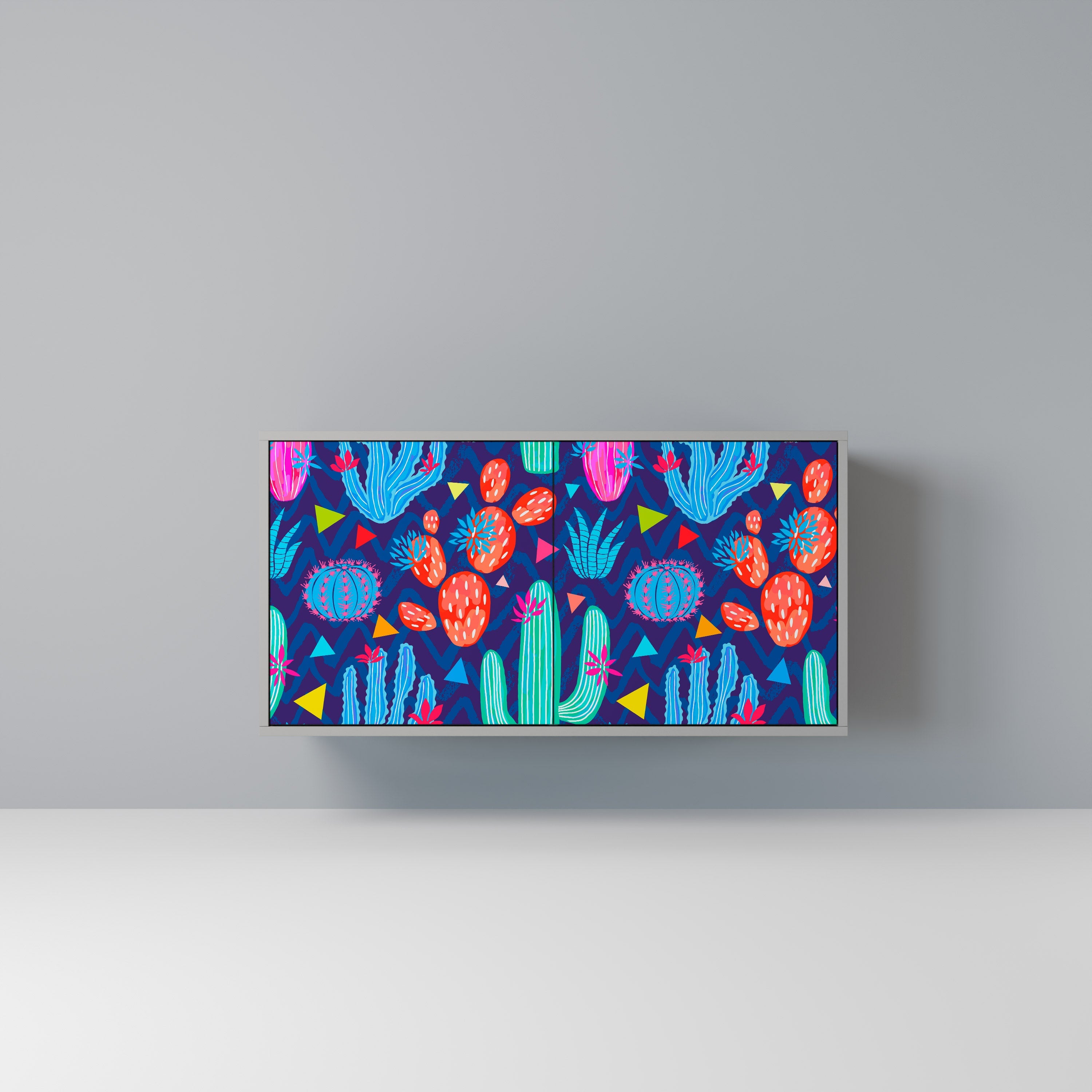 Buffet 2 portes CACTUS VIBES finition grise