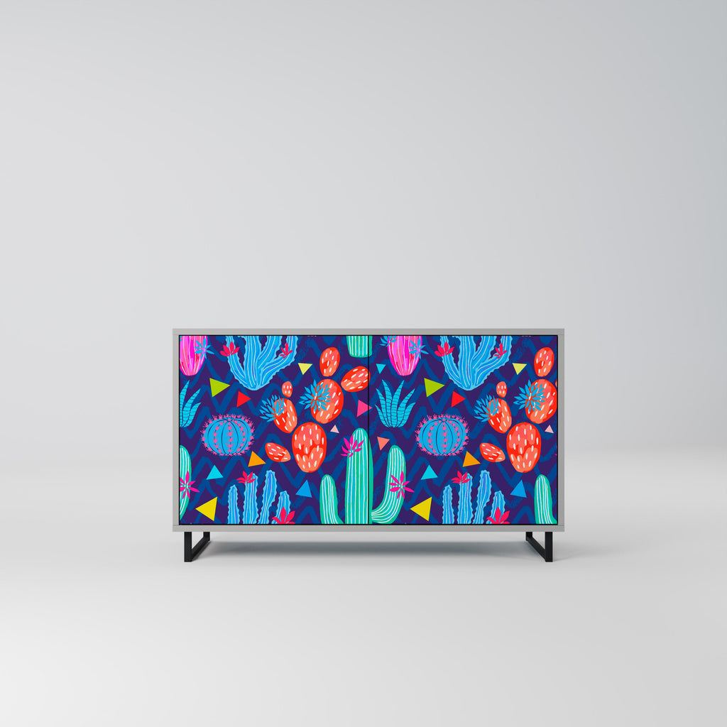 Buffet 2 portes CACTUS VIBES finition grise