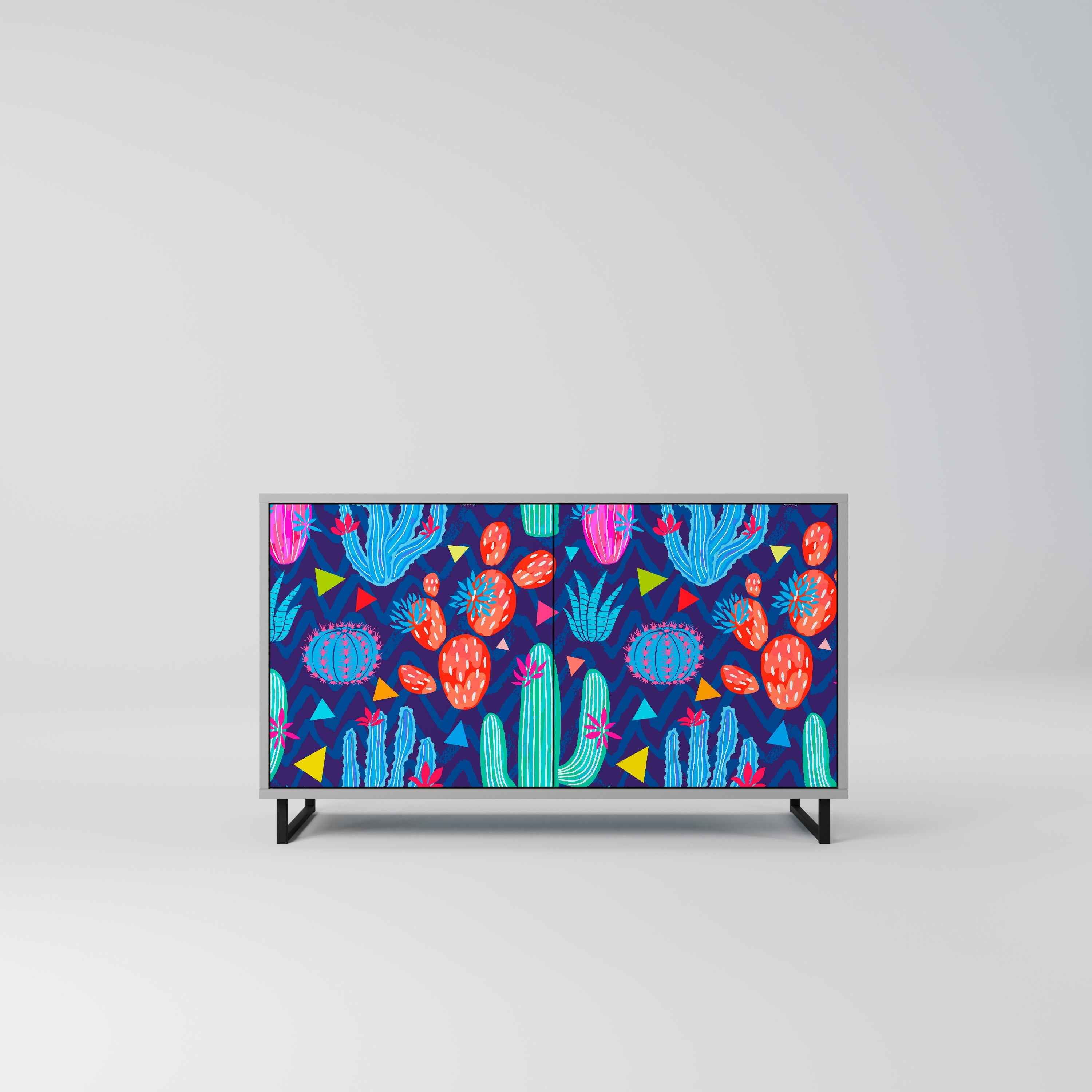 Buffet 2 portes CACTUS VIBES finition grise