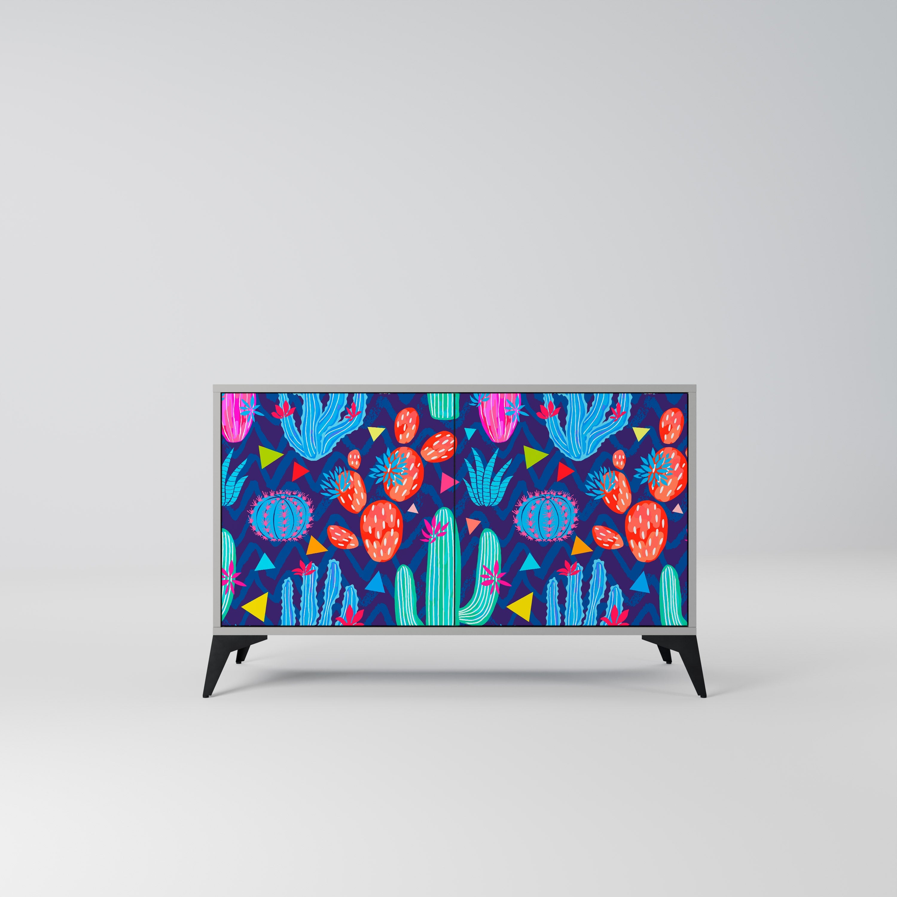 Buffet 2 portes CACTUS VIBES finition grise