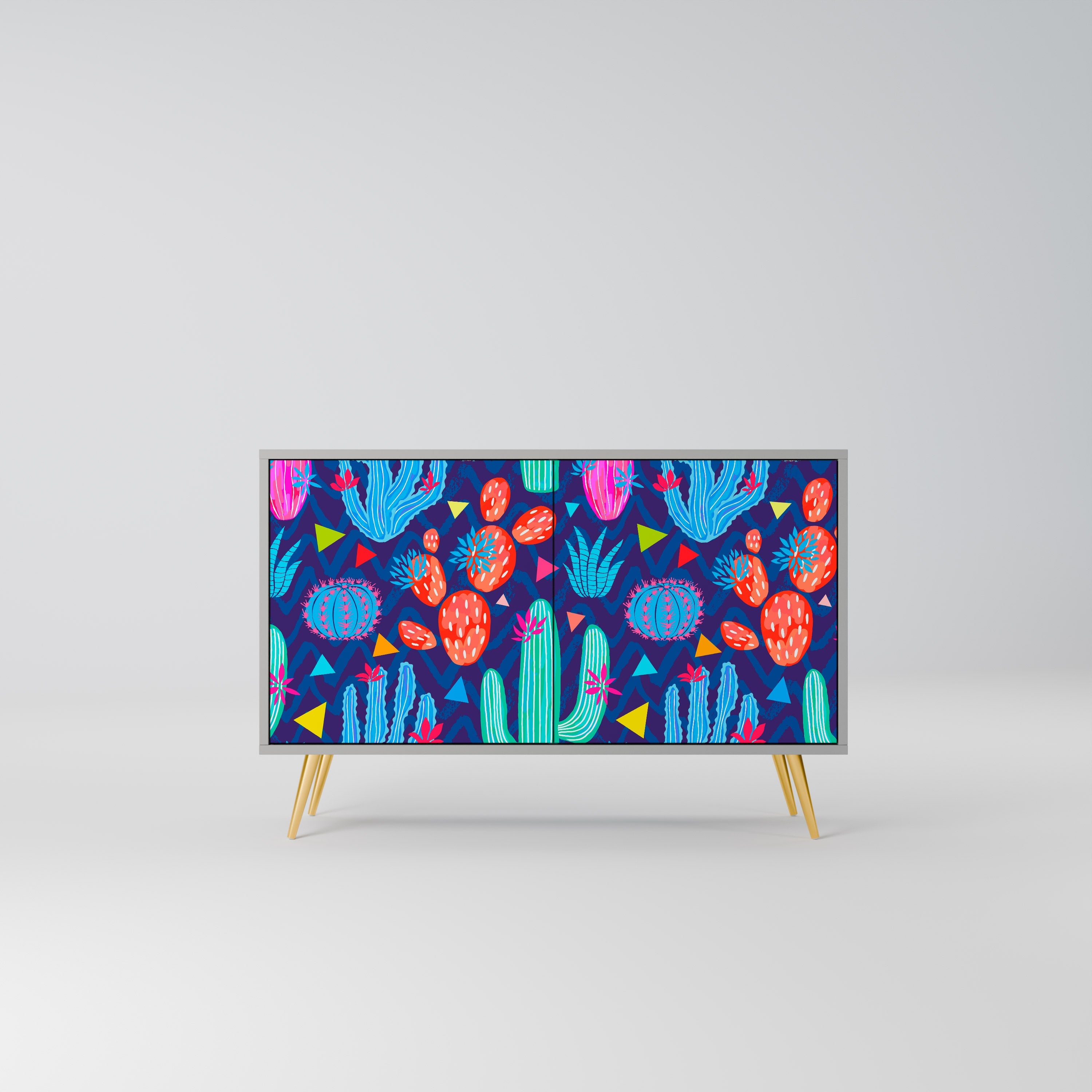 Buffet 2 portes CACTUS VIBES finition grise