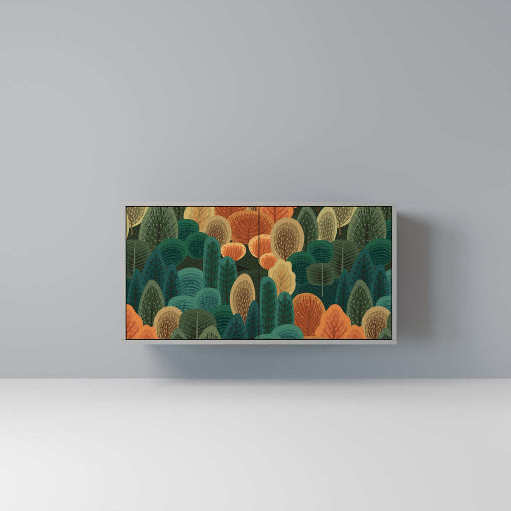 Buffet 2 portes KALEIDOSCOPE D'AUTOMNE en finition grise