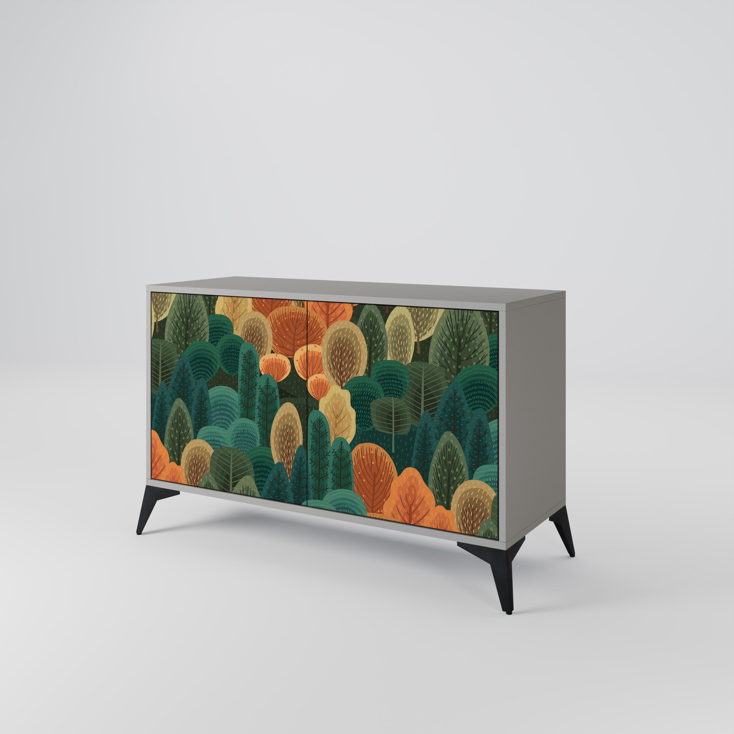 Buffet 2 portes KALEIDOSCOPE D'AUTOMNE en finition grise