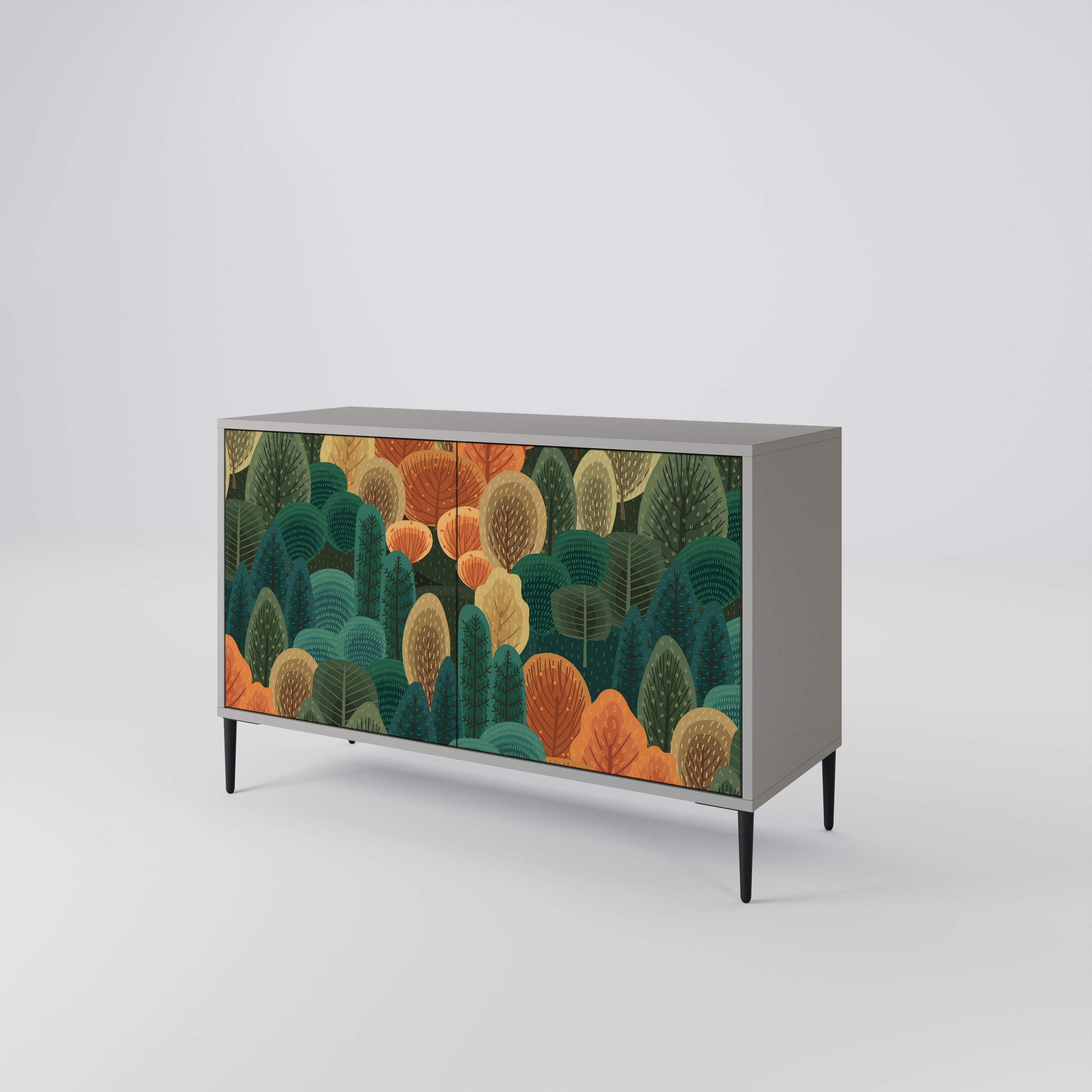 Buffet 2 portes KALEIDOSCOPE D'AUTOMNE en finition grise