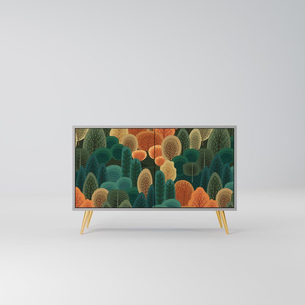 Buffet 2 portes KALEIDOSCOPE D'AUTOMNE en finition grise