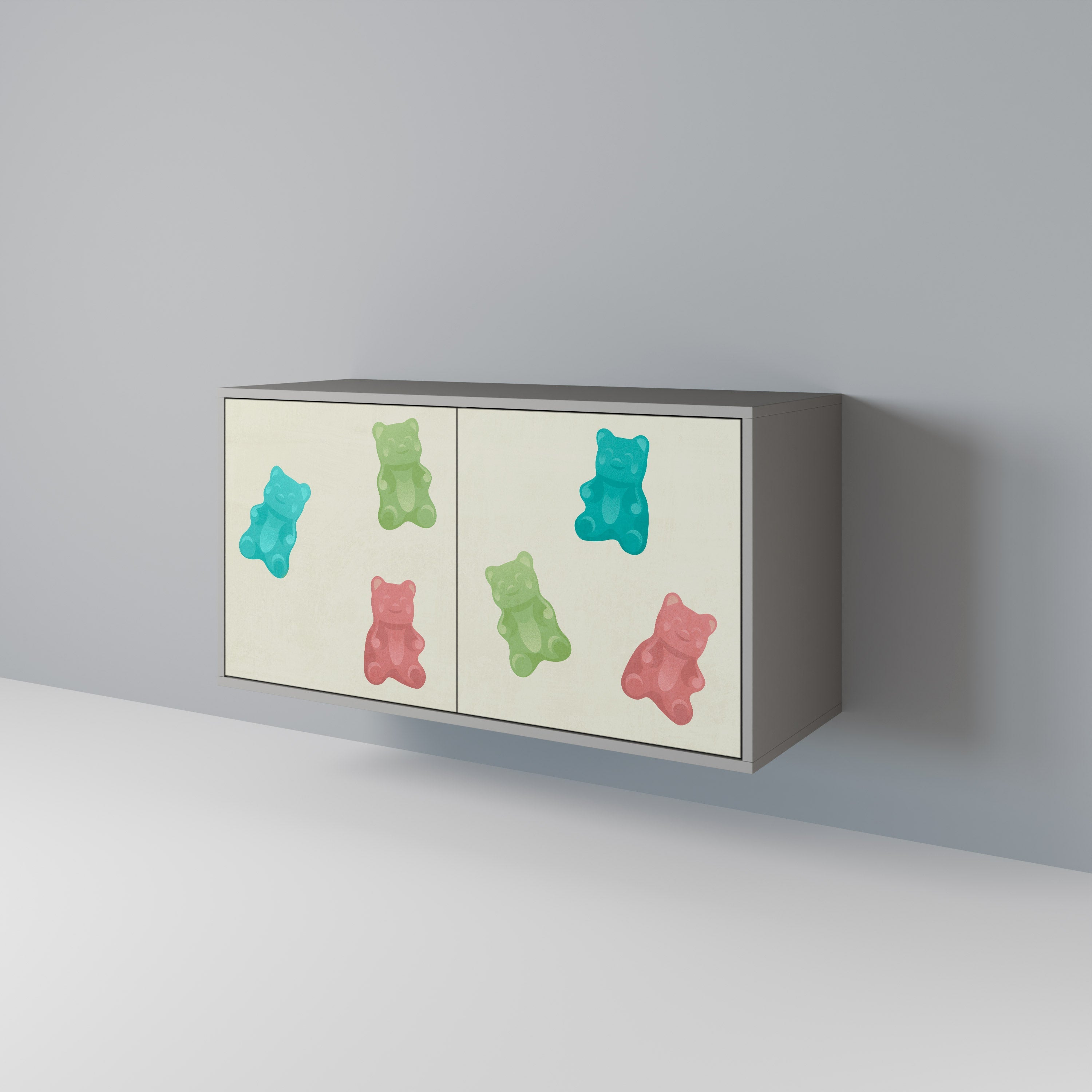 Buffet 2 portes GUMMY BEARS en finition grise