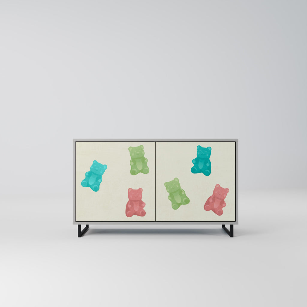 Buffet 2 portes GUMMY BEARS en finition grise