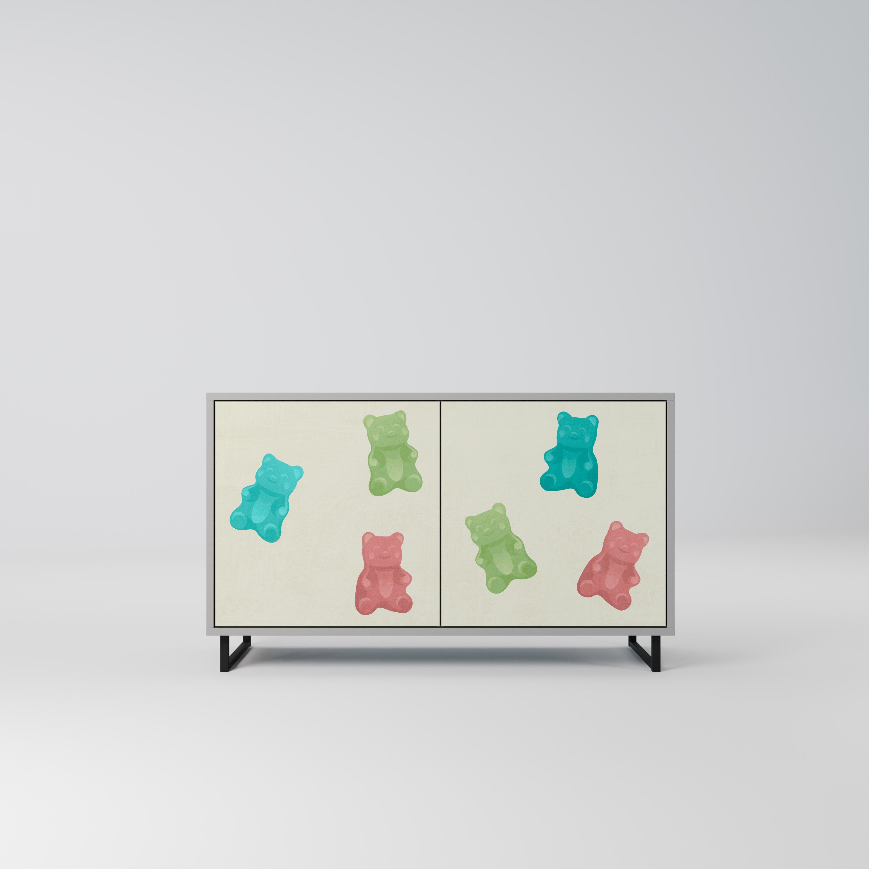 Buffet 2 portes GUMMY BEARS en finition grise