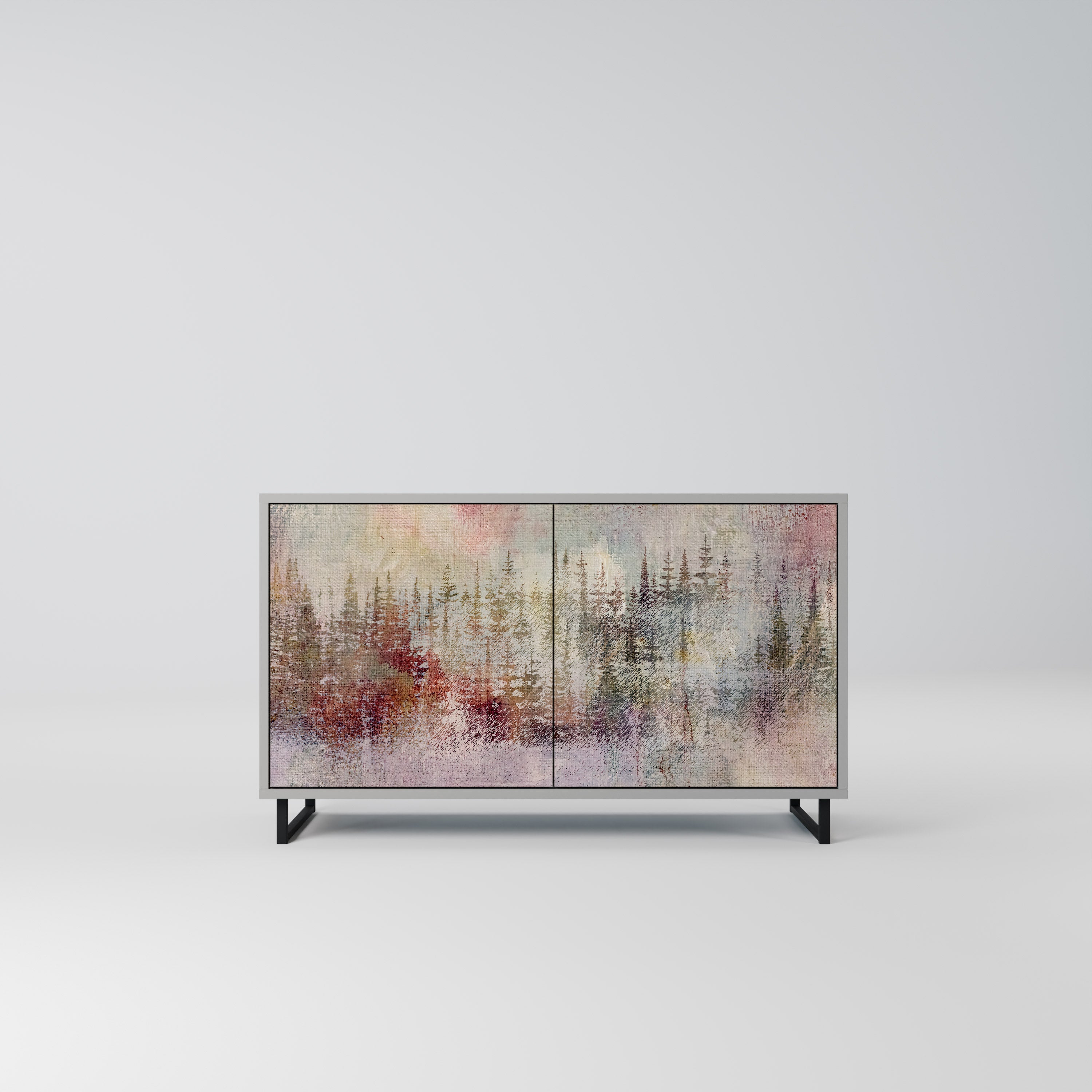 Buffet 2 portes VEILED SUMMIT finition grise