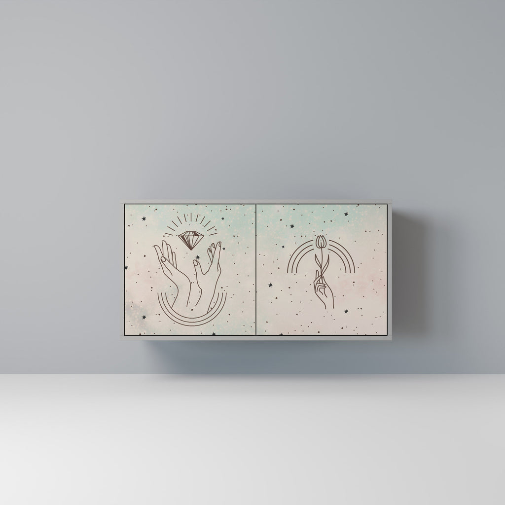 Buffet 2 portes DELICATE BEAUTY en finition grise