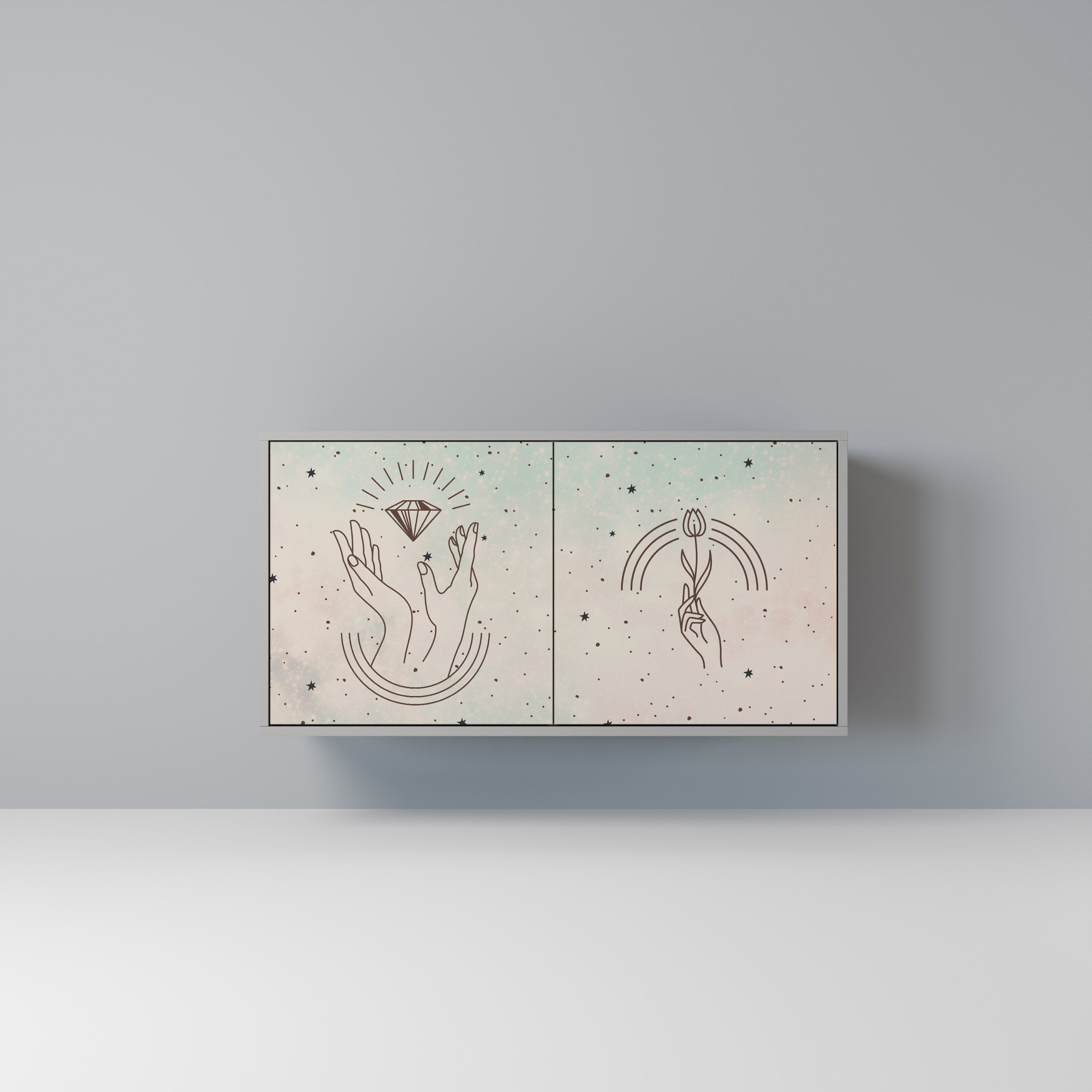 Buffet 2 portes DELICATE BEAUTY en finition grise