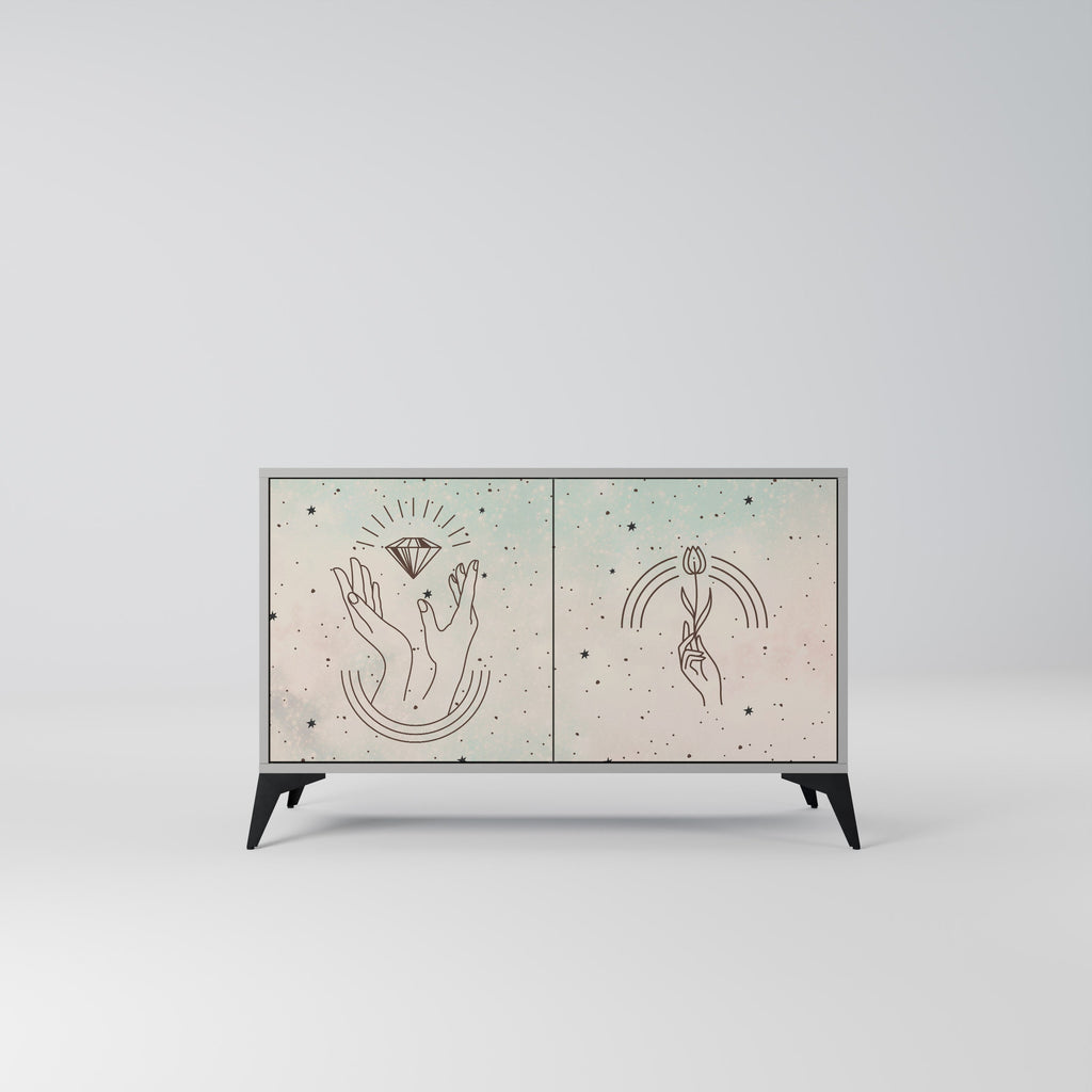 Buffet 2 portes DELICATE BEAUTY en finition grise