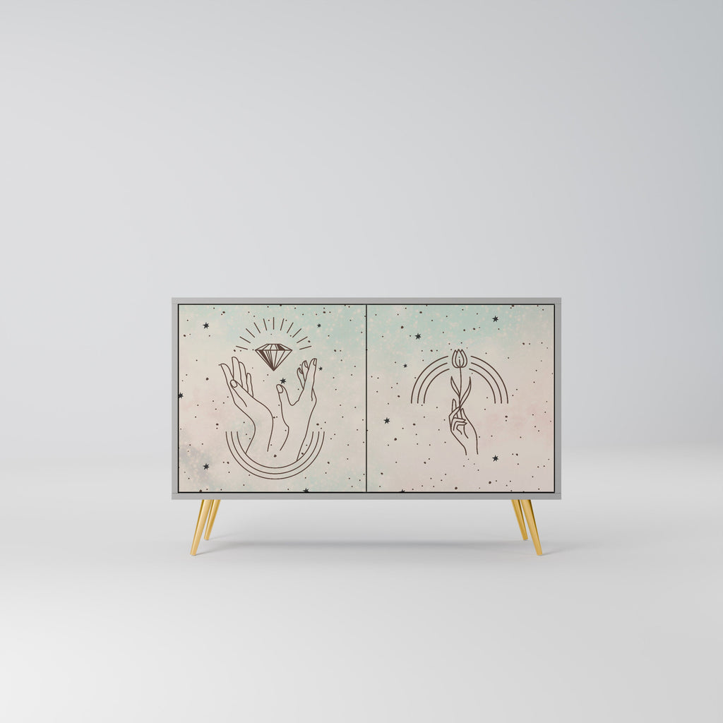 Buffet 2 portes DELICATE BEAUTY en finition grise