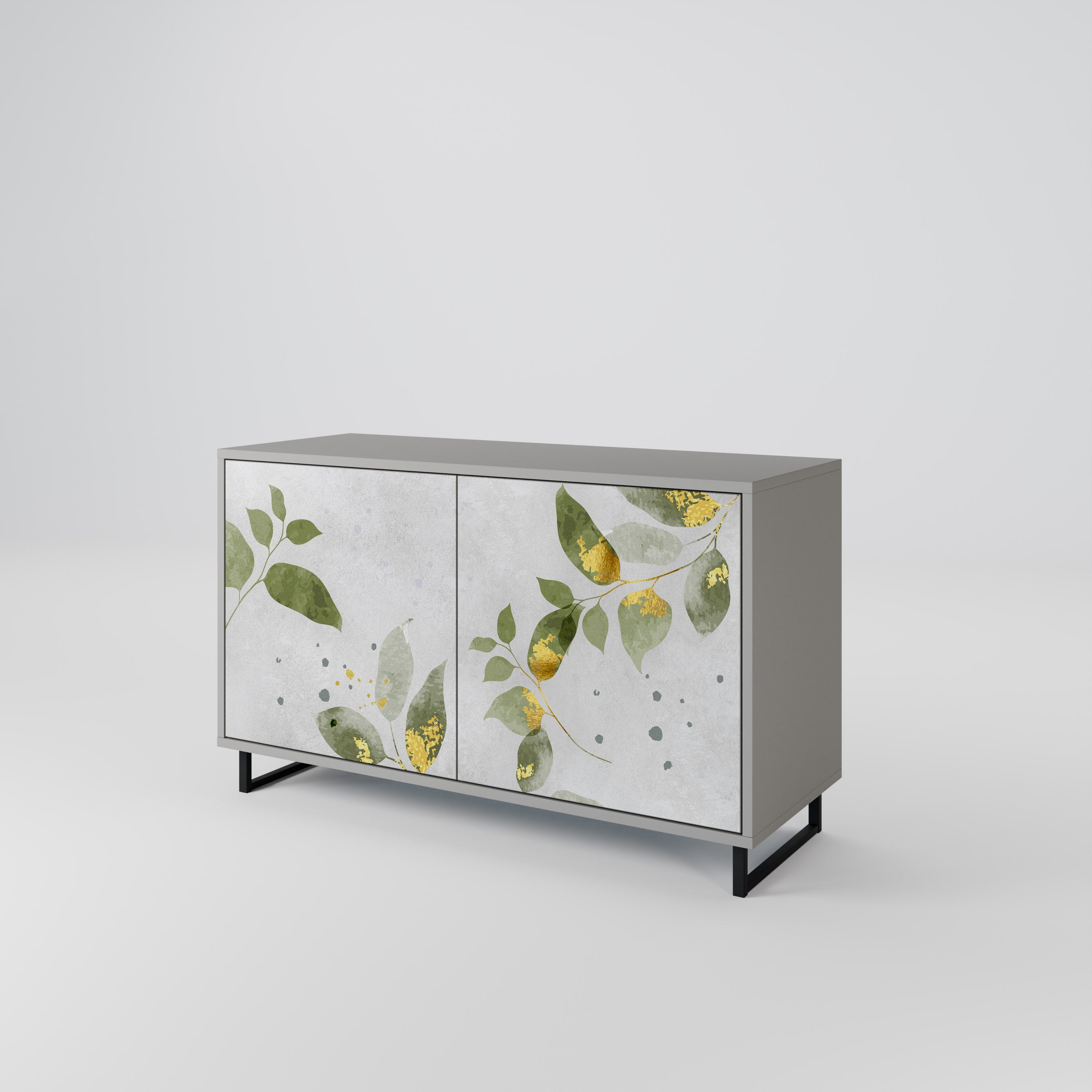 Buffet 2 portes ELEGANT BOTANICS finition grise