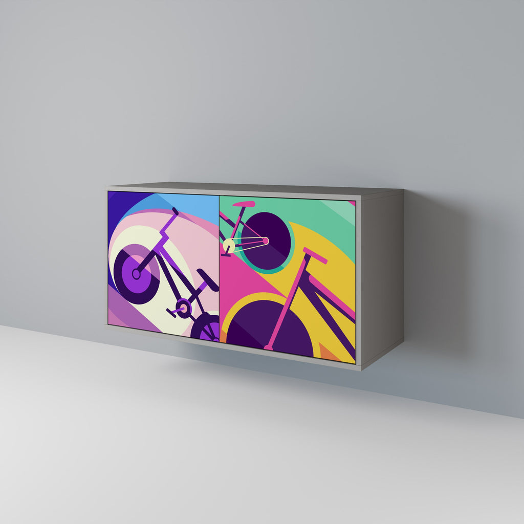 Buffet 2 portes BIKE DREAMS finition grise